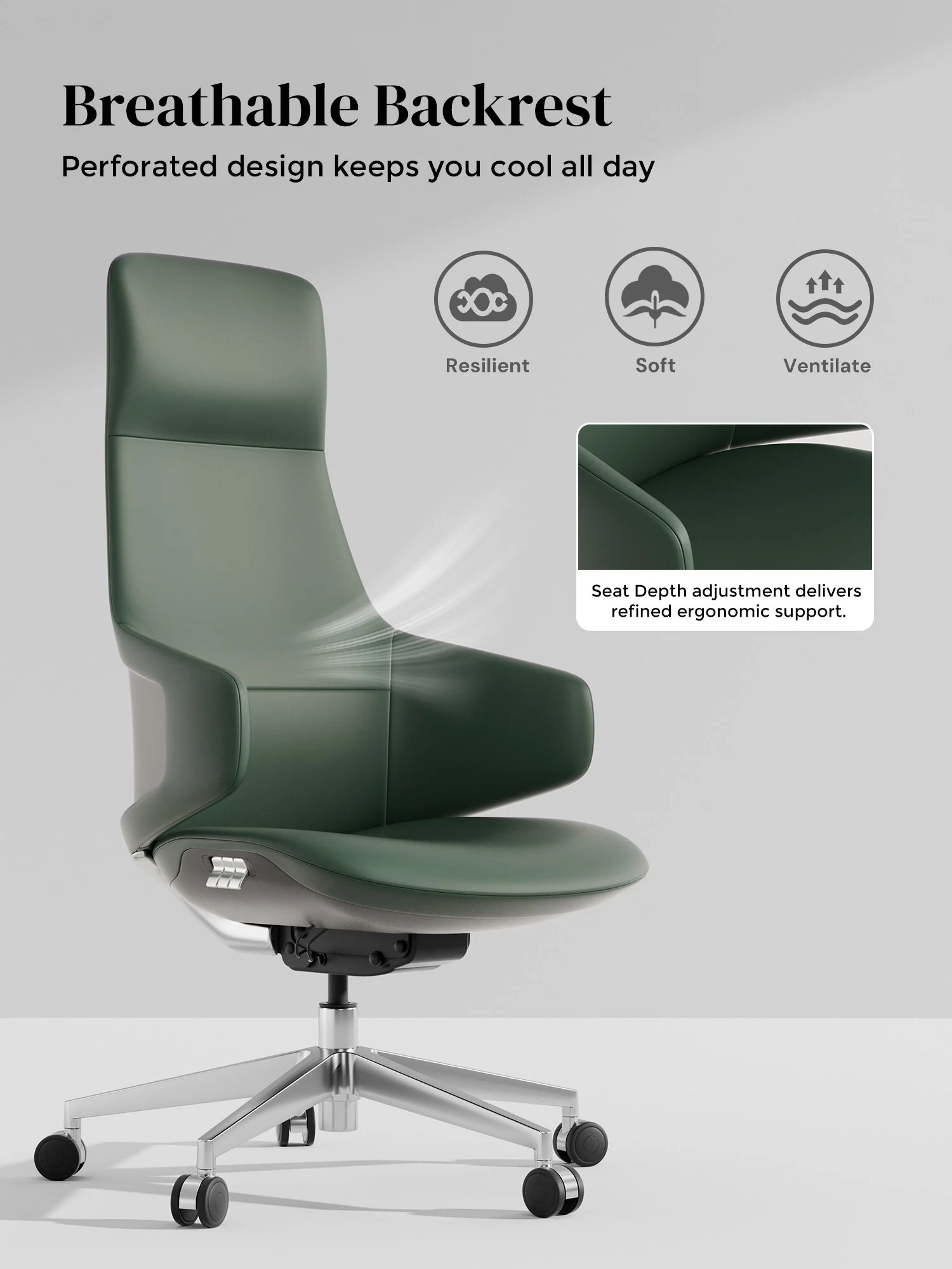 Natia Leather Office Chair with Wraparound Lumbar - Image 70
