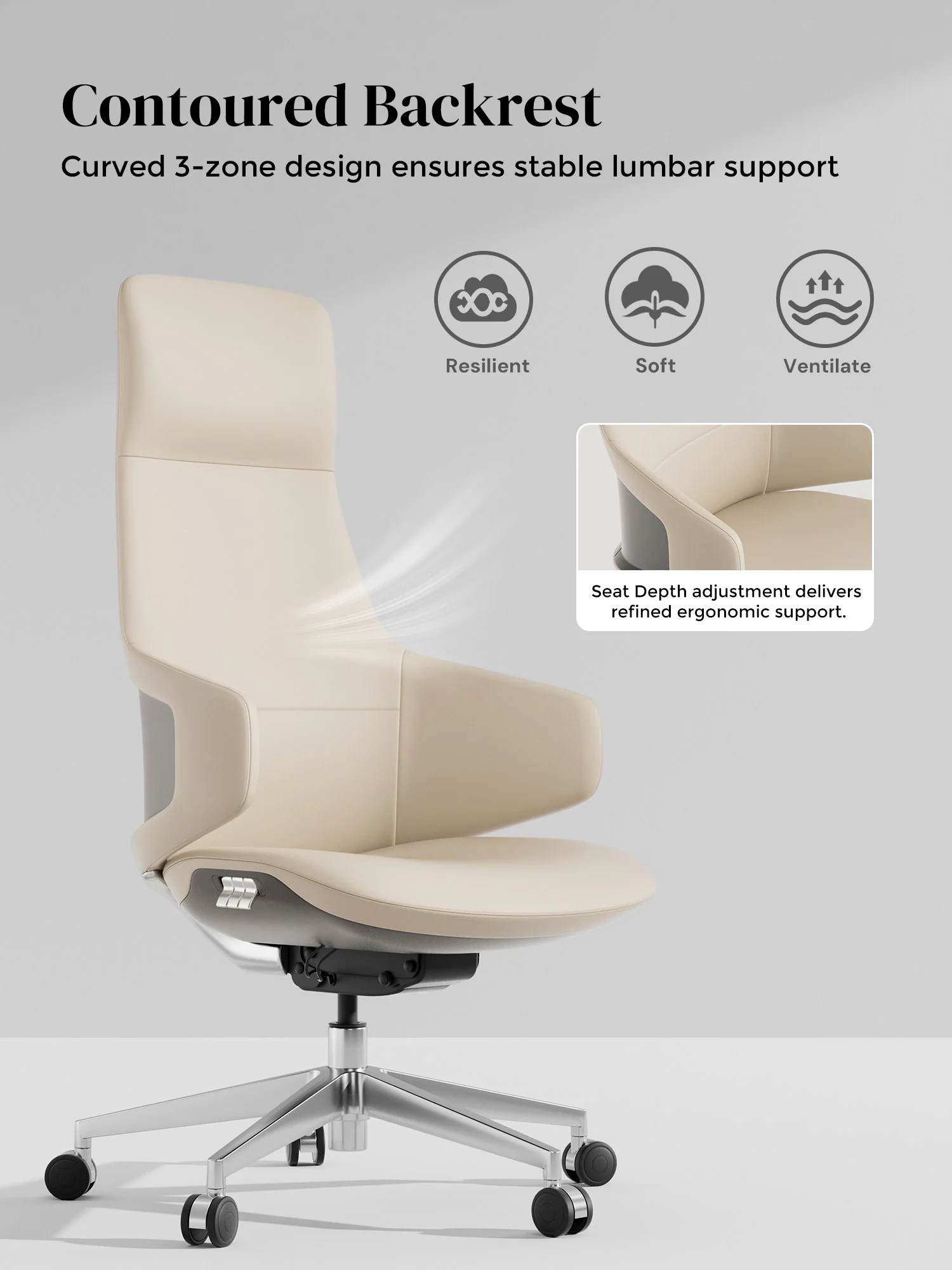 Natia Leather Office Chair with Wraparound Lumbar - Image 79