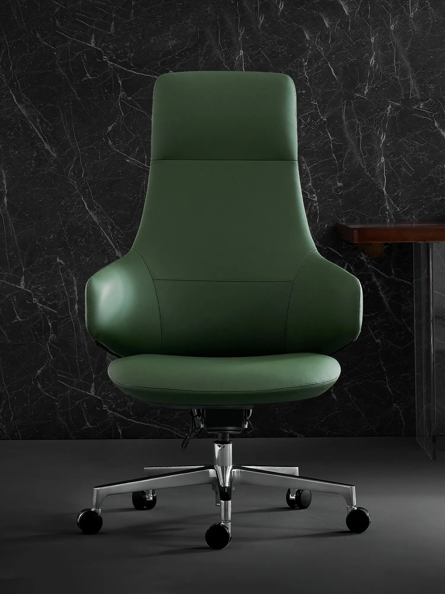 Natia Leather Office Chair with Wraparound Lumbar - Image 8