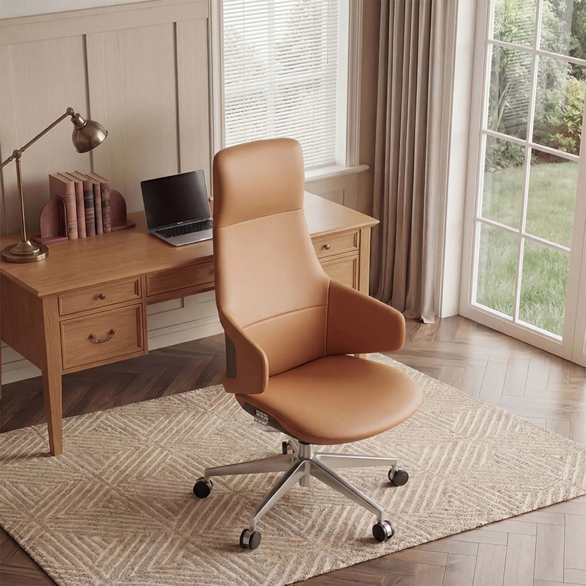 Natia Leather Office Chair with Wraparound Lumbar - Image 91