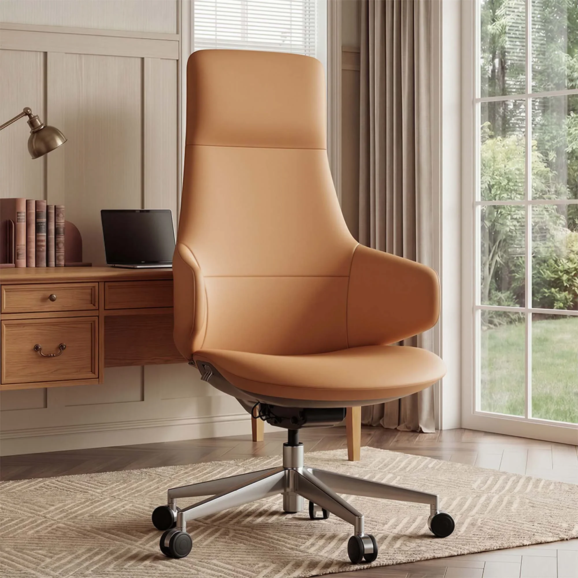 Natia Leather Office Chair with Wraparound Lumbar - Image 92