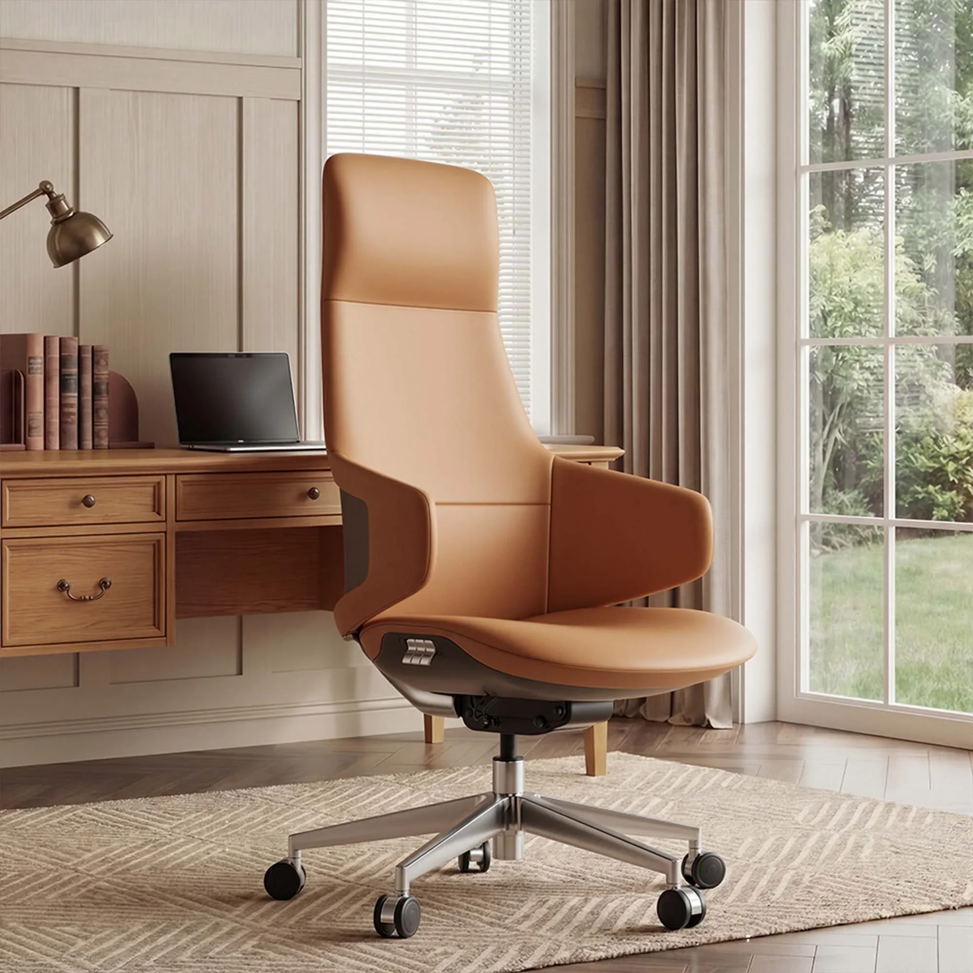 Natia Leather Office Chair with Wraparound Lumbar - Image 98