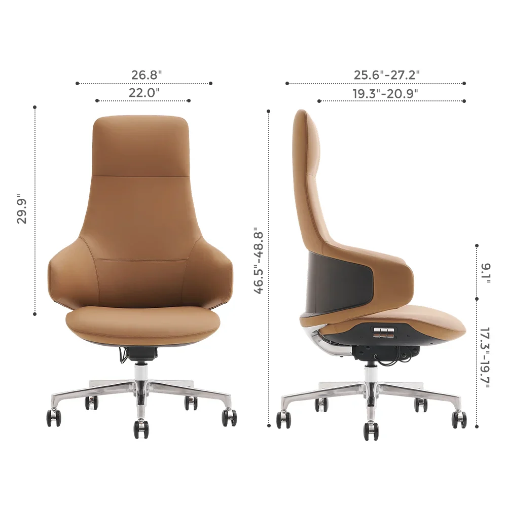 Natia Leather Office Chair with Wraparound Lumbar - Image 99