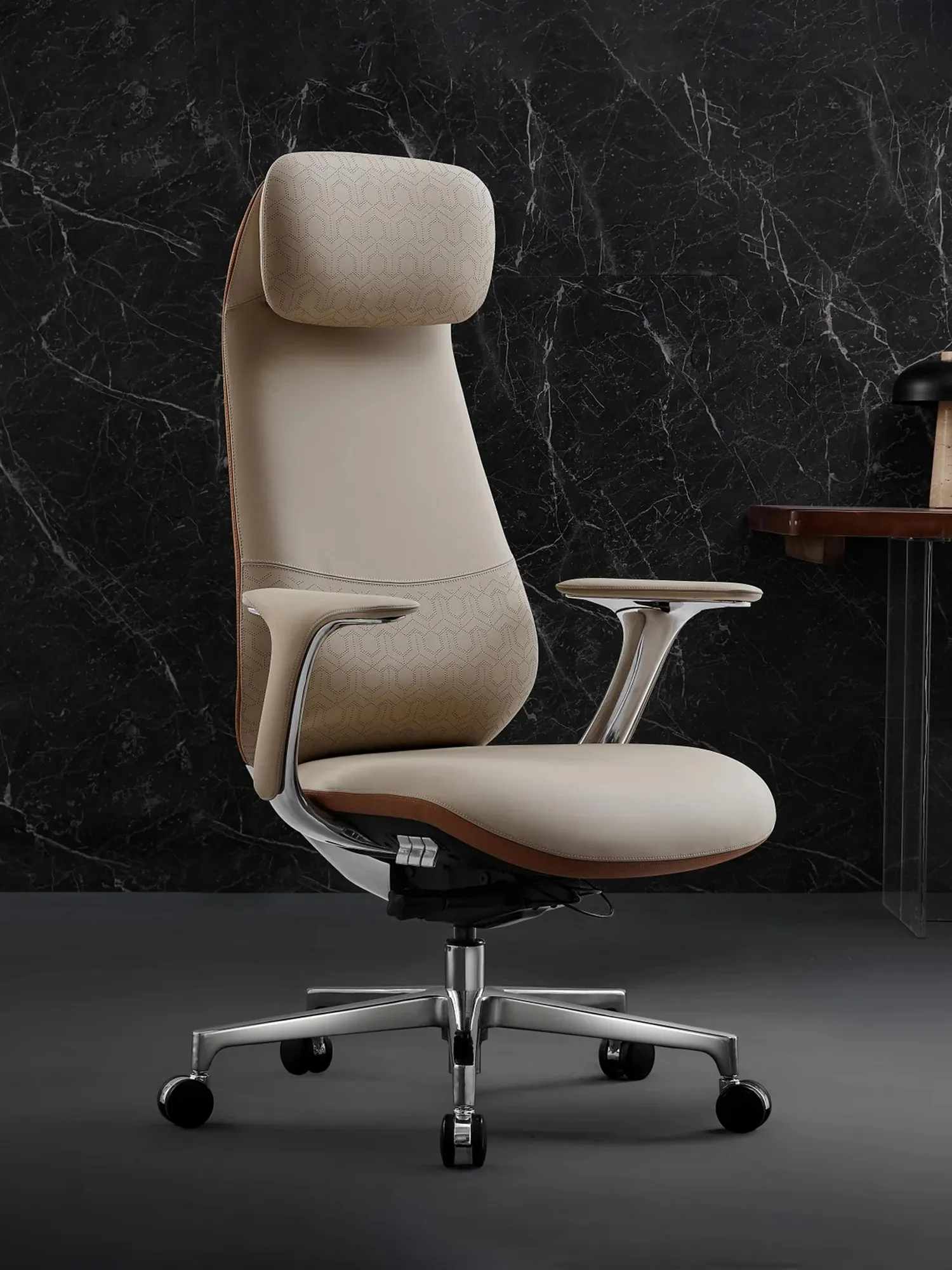 Neta Premium Leather Chair with Headrest - Image 3