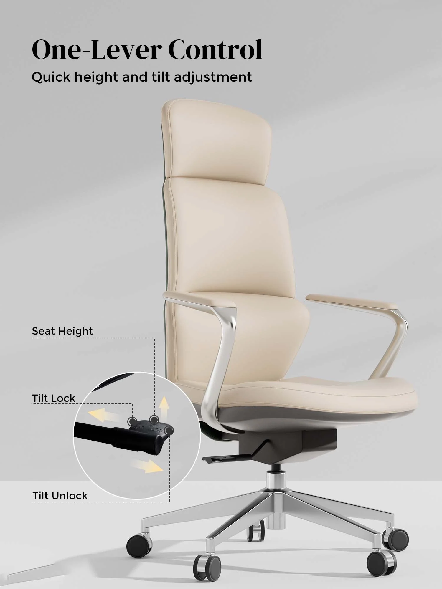 Nolan Leather Chair with Classic Design - Image 38