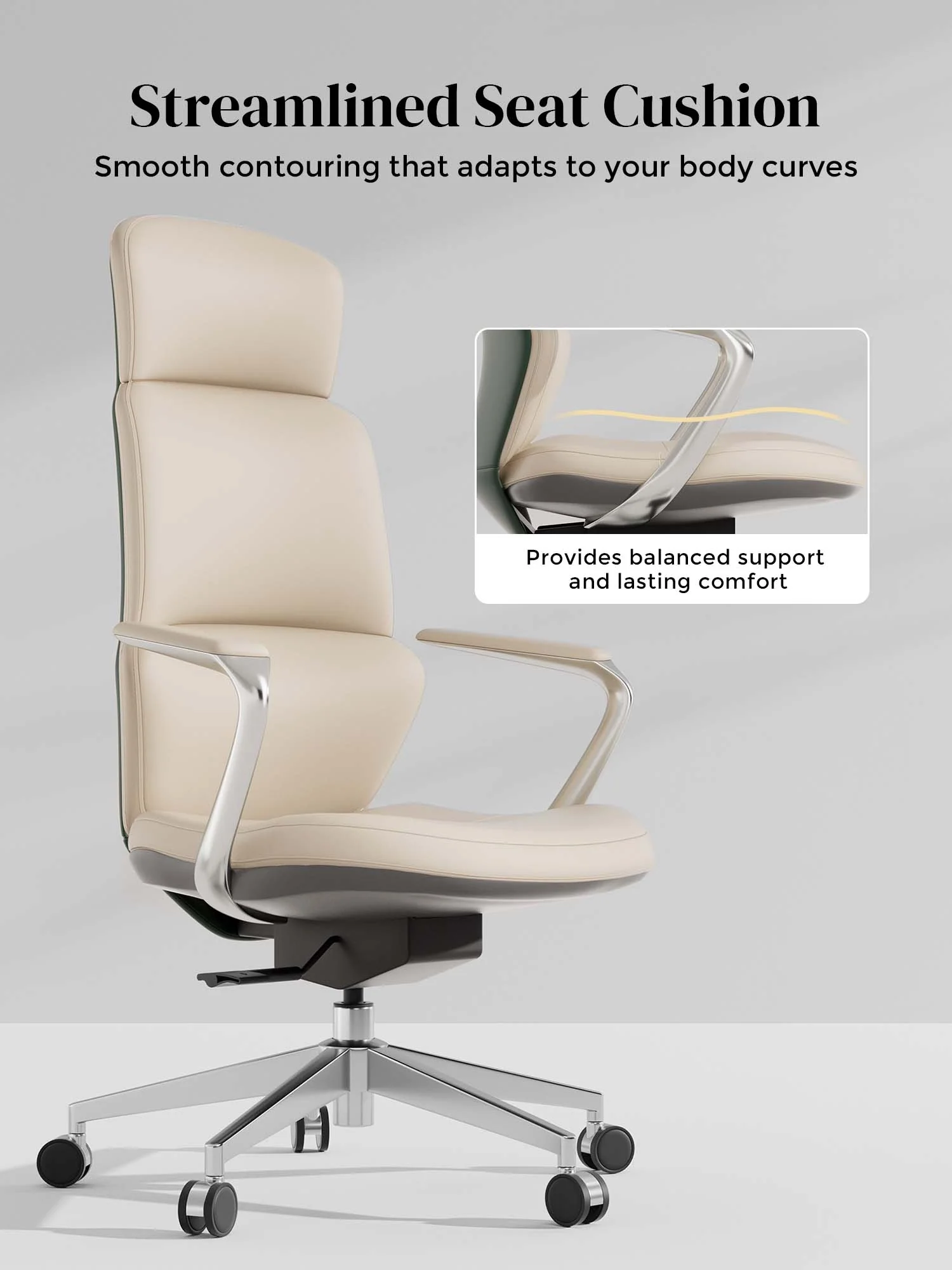 Nolan Leather Chair with Classic Design - Image 43