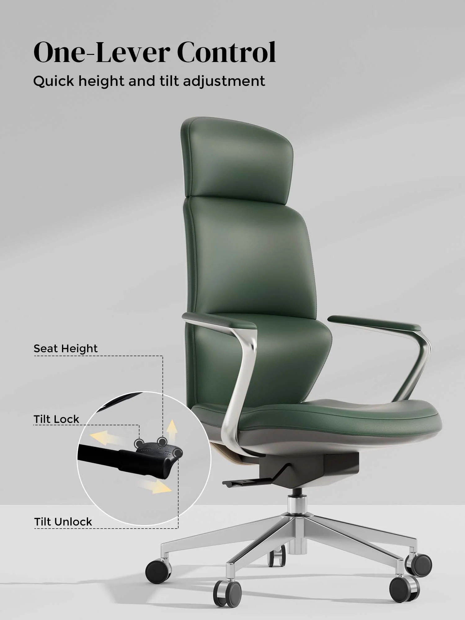 Nolan Leather Chair with Classic Design - Image 48