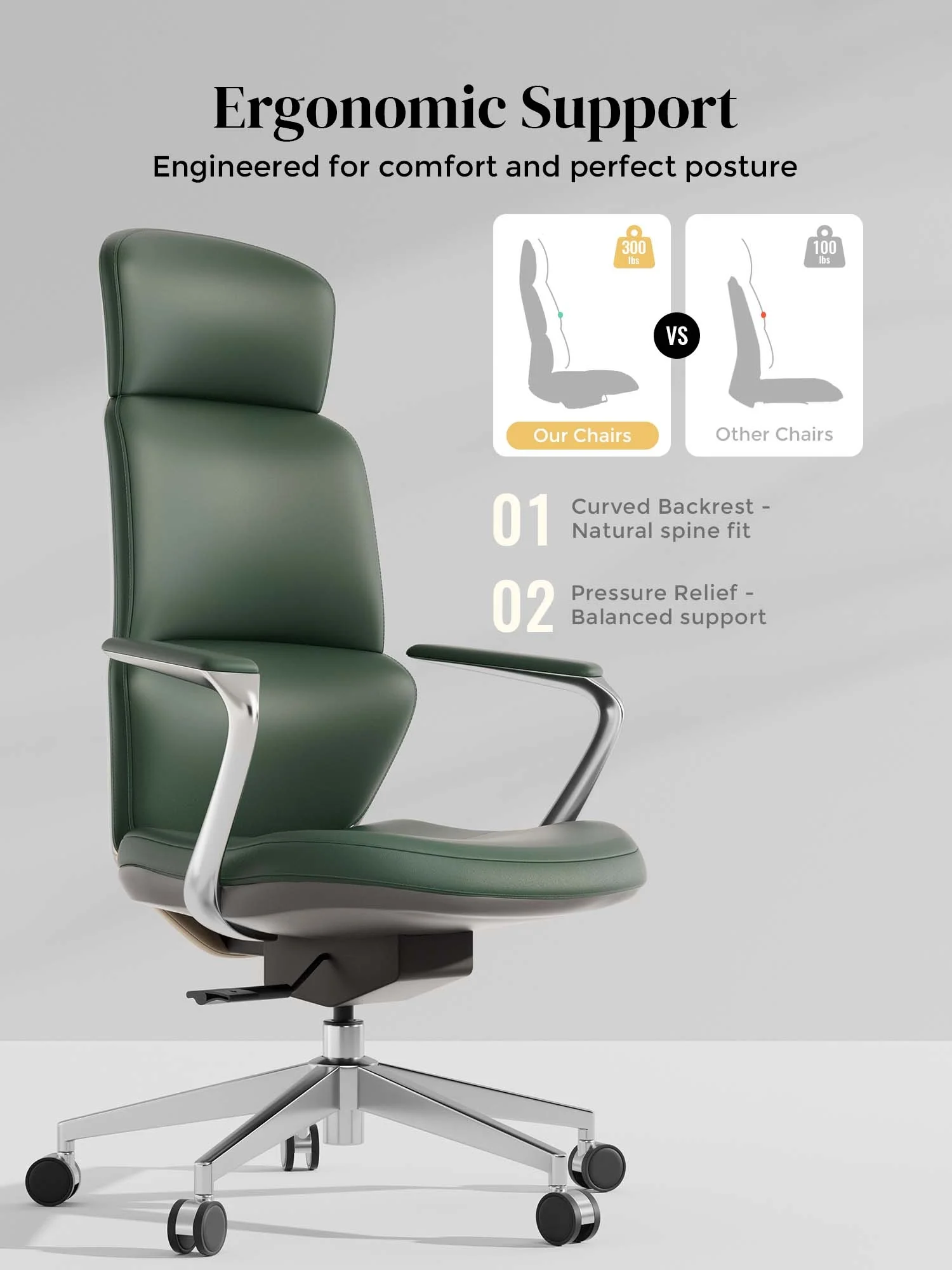 Nolan Leather Chair with Classic Design - Image 50