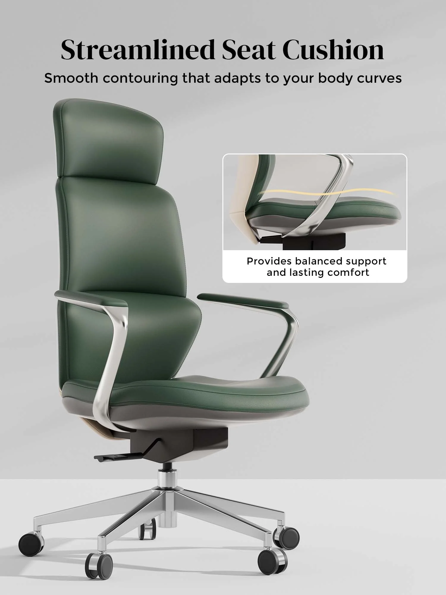 Nolan Leather Chair with Classic Design - Image 53