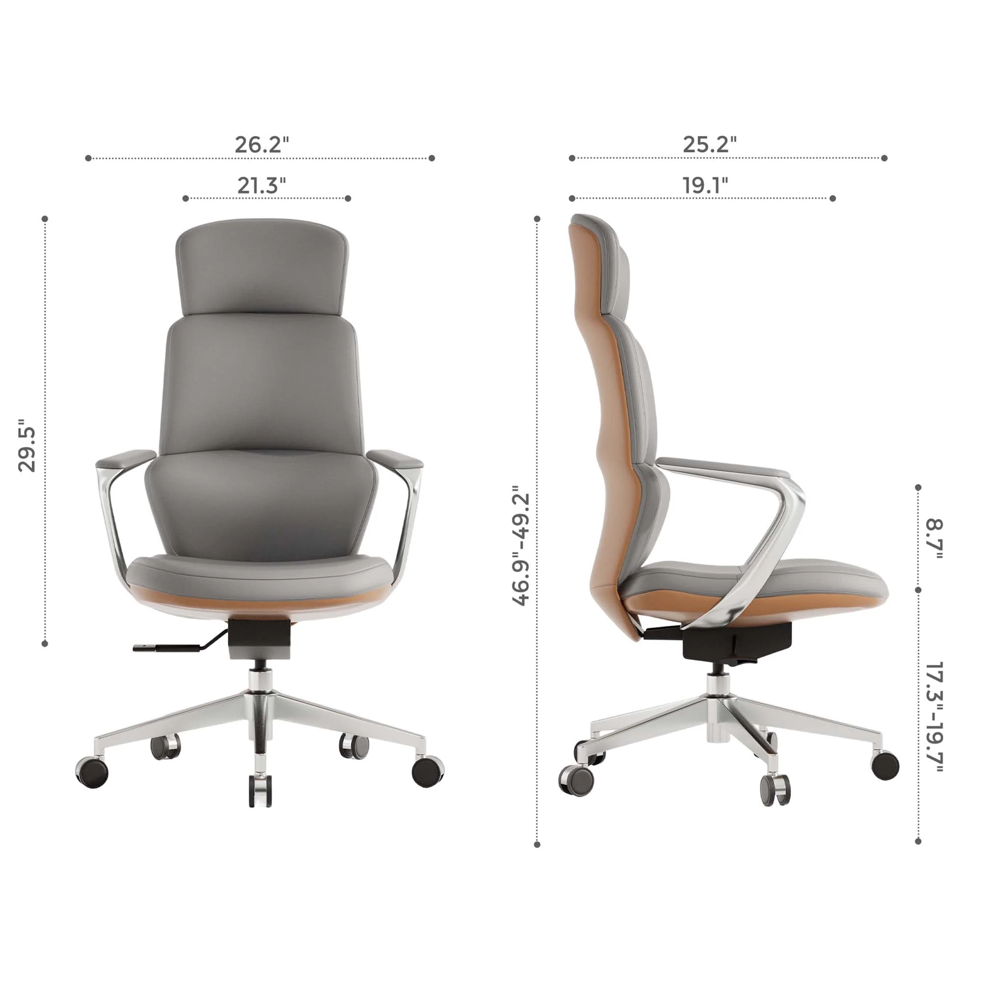 Nolan Leather Chair with Classic Design - Image 65