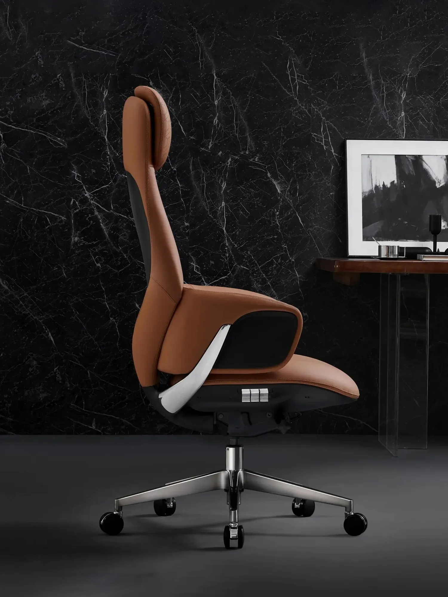 Norris Premium Leather Chair with Lumbar Support - Image 3