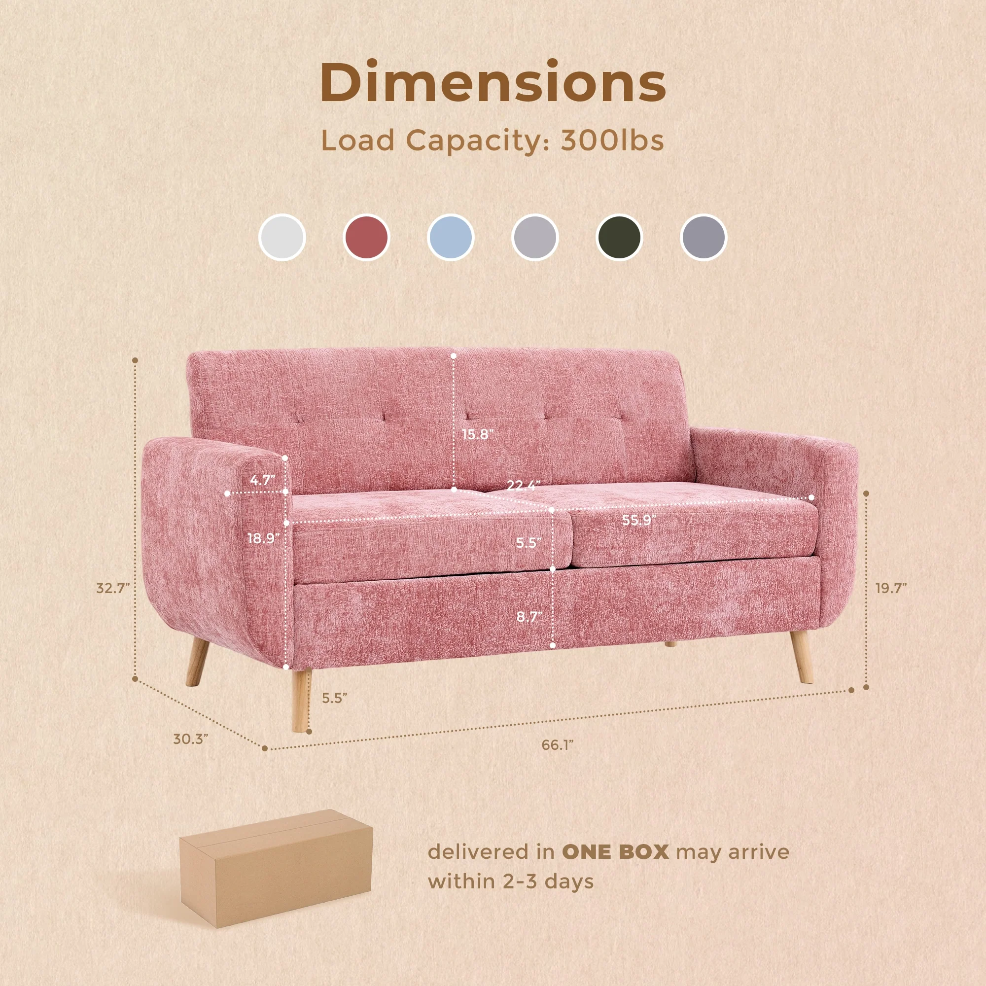 SF1 65" Loveseat Sofa - Image 25