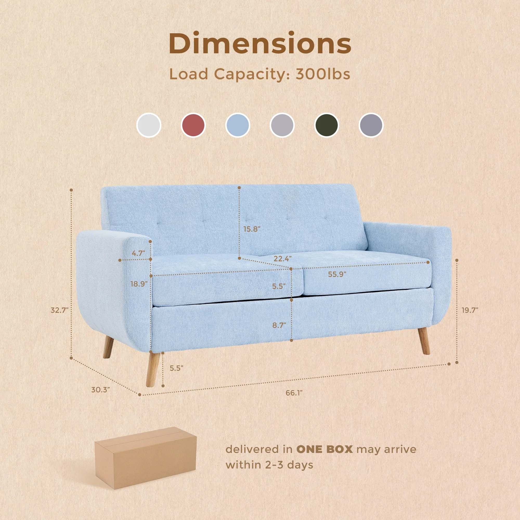 SF1 65" Loveseat Sofa - Image 37