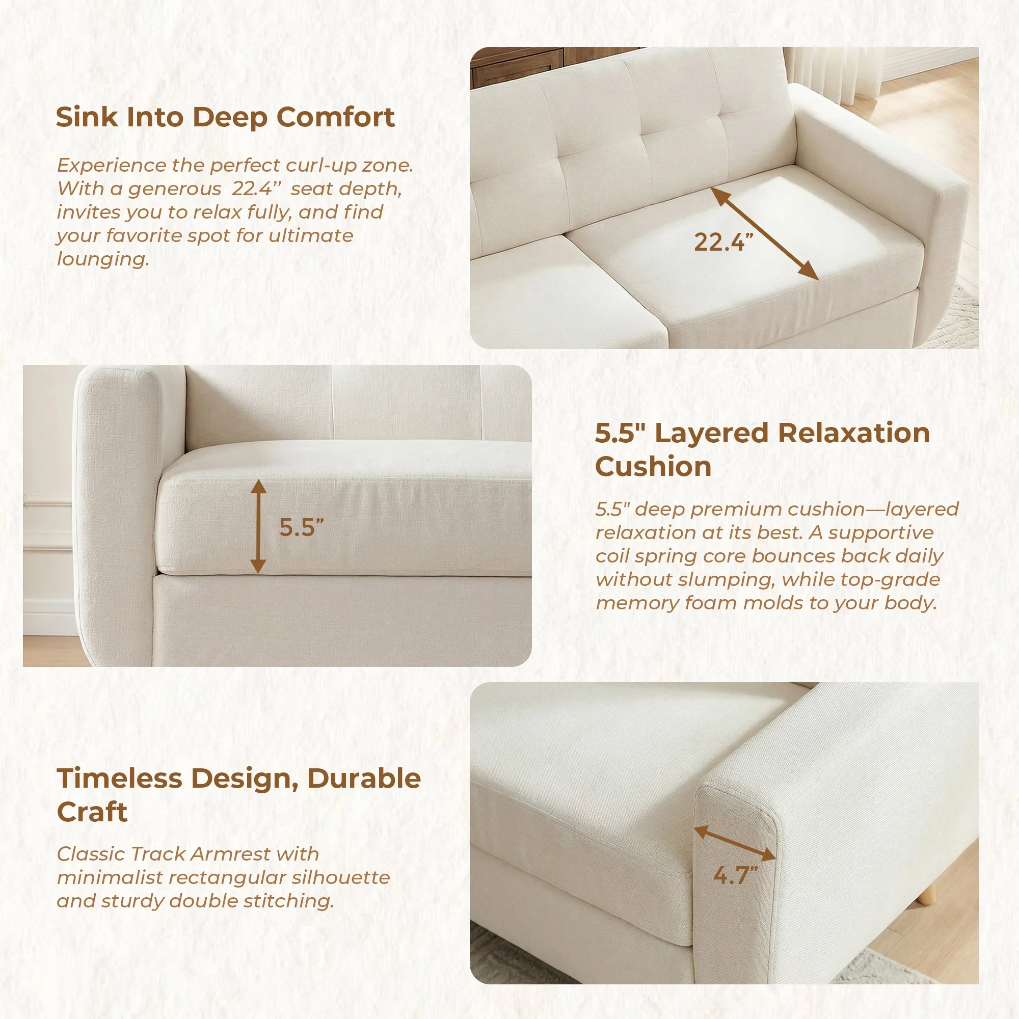 SF1 65" Loveseat Sofa - Image 9