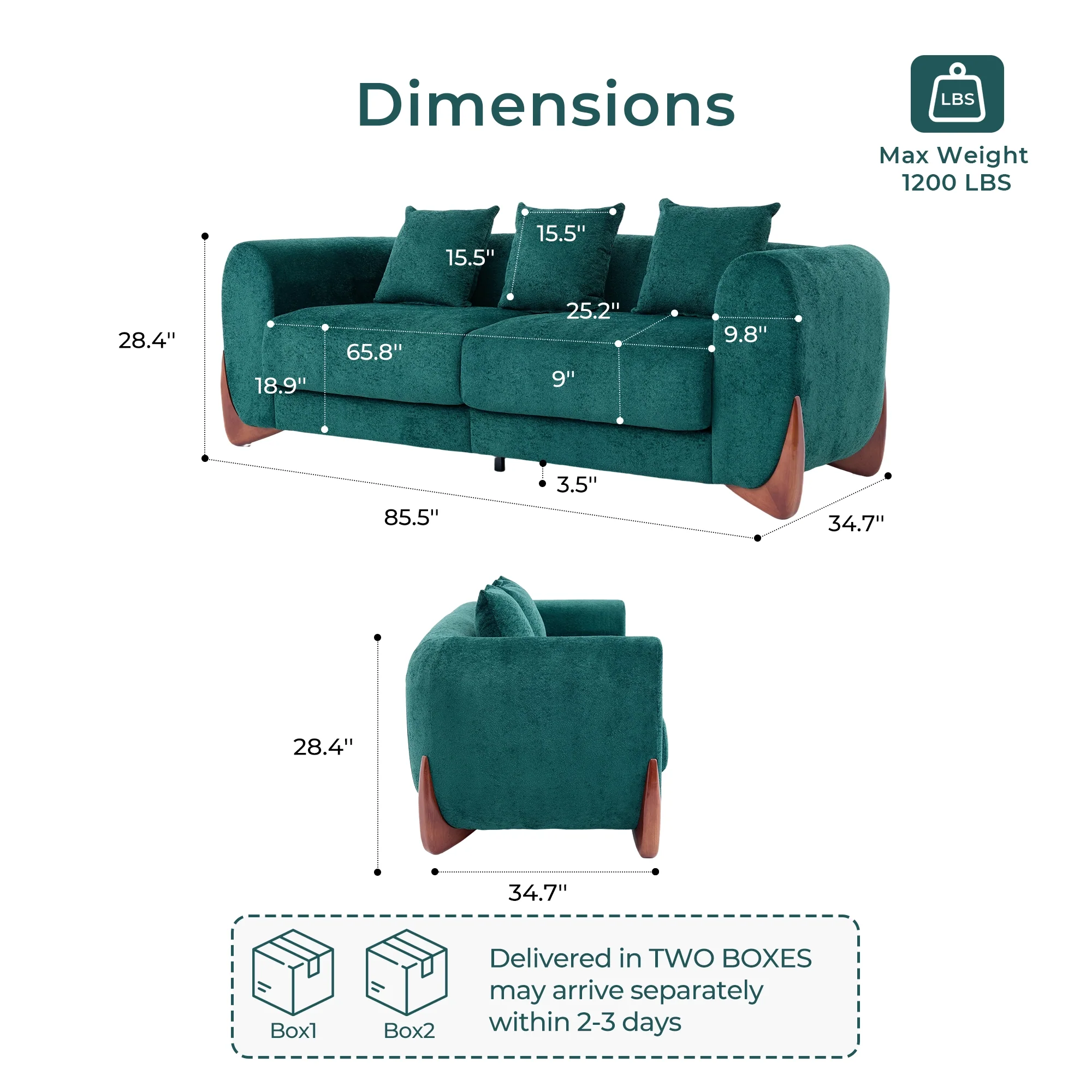 SF5 85.5" Soft Chenille 3 Seater Cloud Couch - Image 18