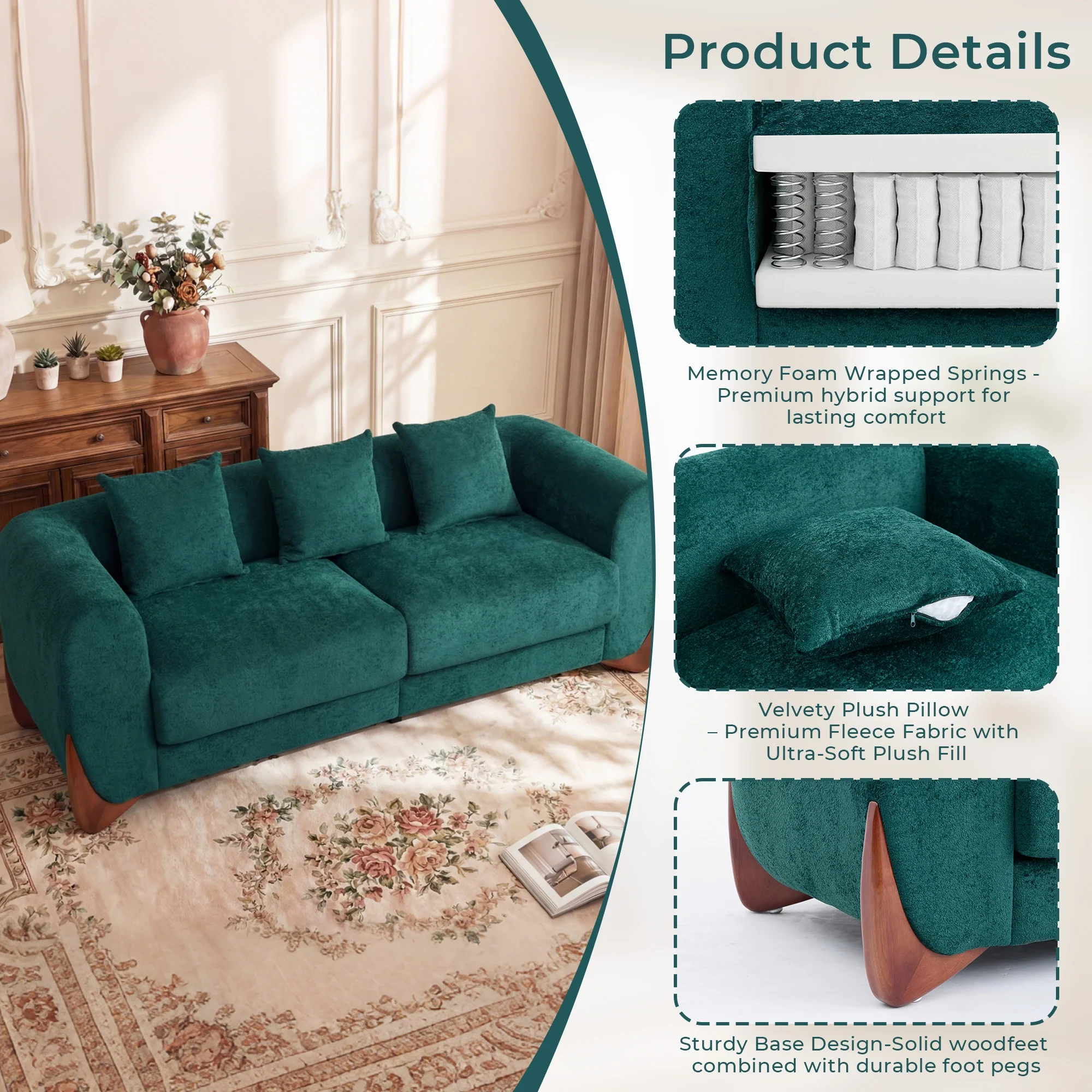 SF5 85.5" Soft Chenille 3 Seater Cloud Couch - Image 23