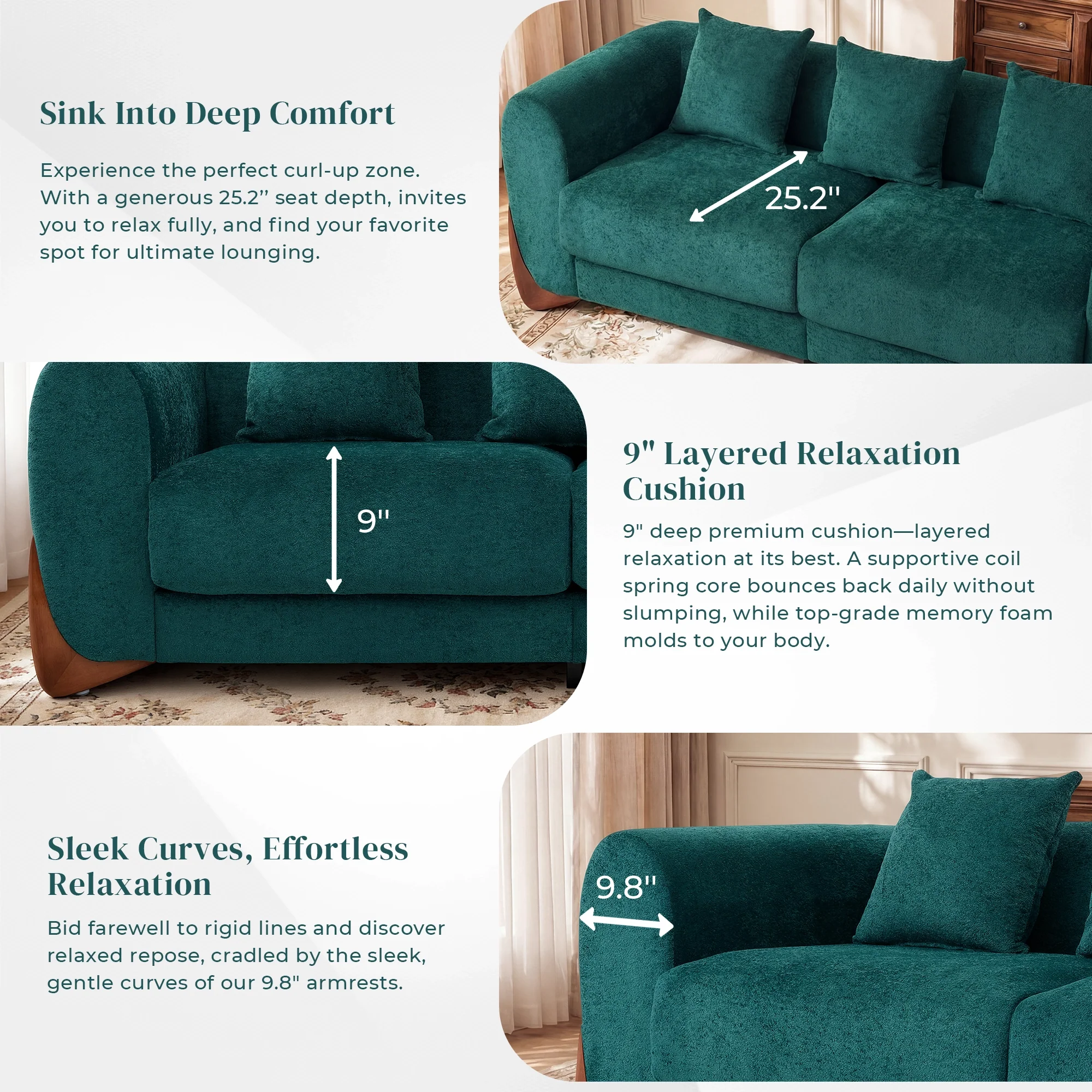 SF5 85.5" Soft Chenille 3 Seater Cloud Couch - Image 24