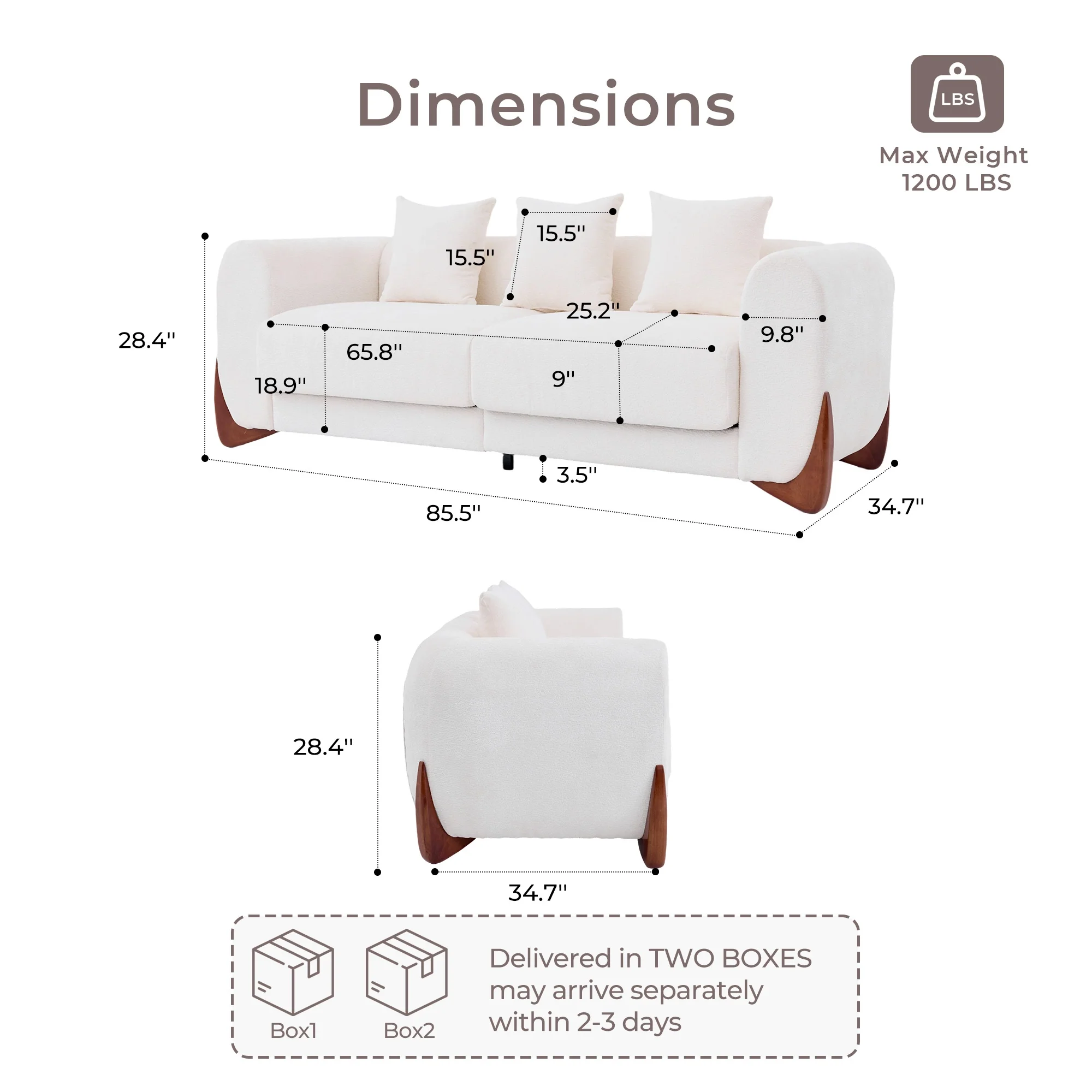 SF5 85.5" Soft Chenille 3 Seater Cloud Couch - Image 28