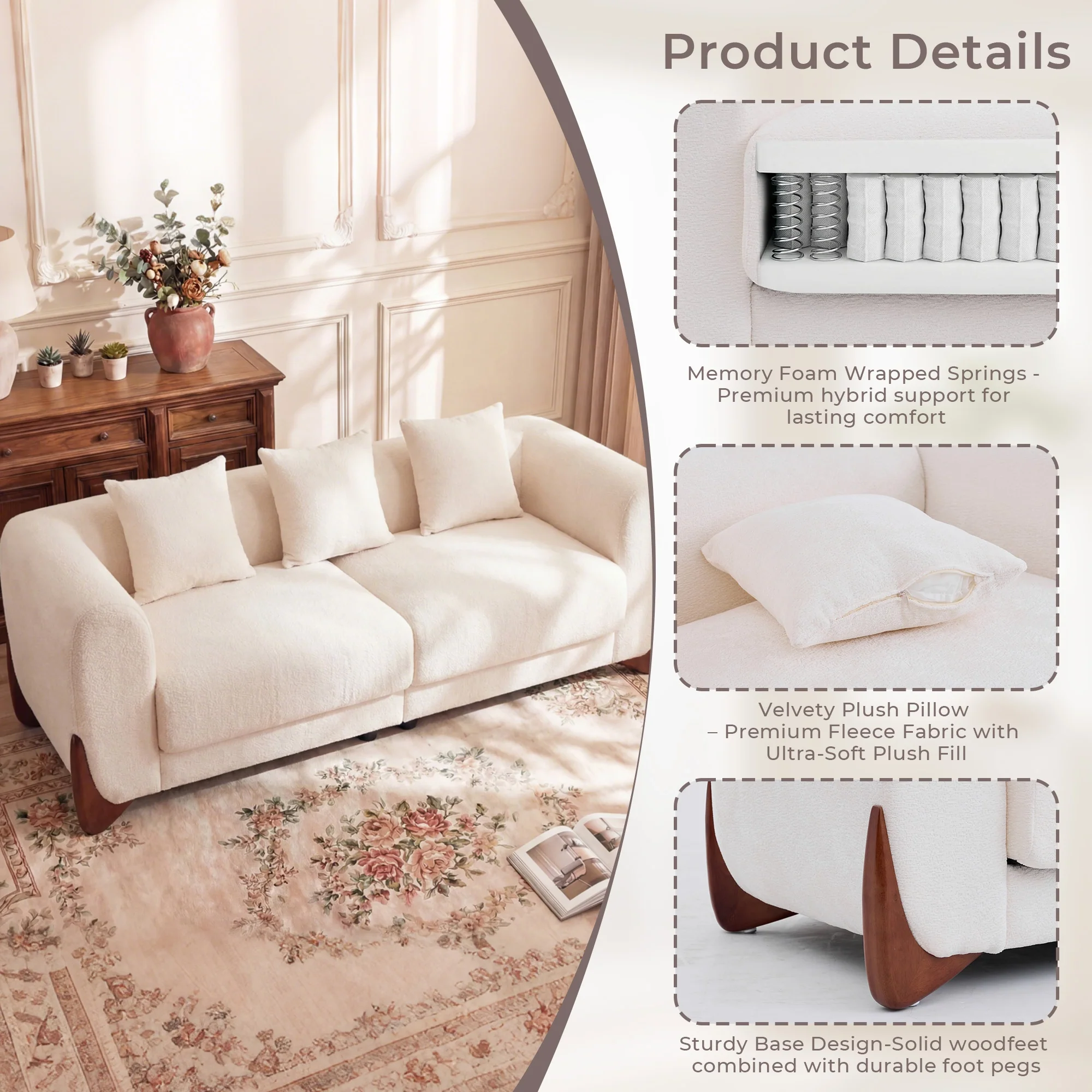 SF5 85.5" Soft Chenille 3 Seater Cloud Couch - Image 34