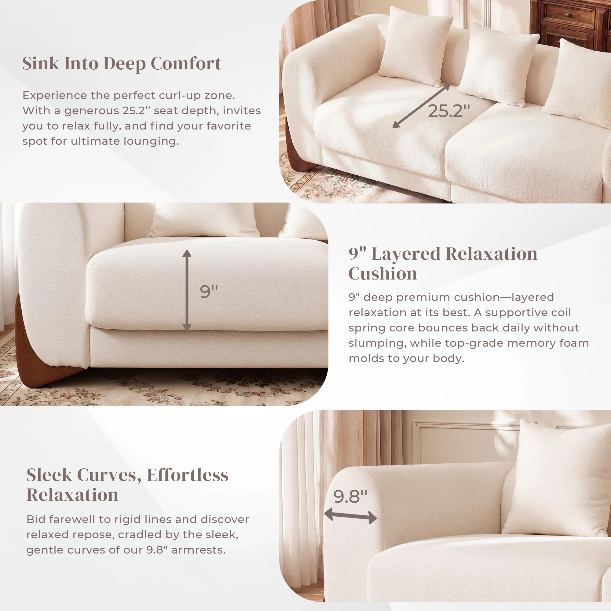 SF5 85.5" Soft Chenille 3 Seater Cloud Couch - Image 36