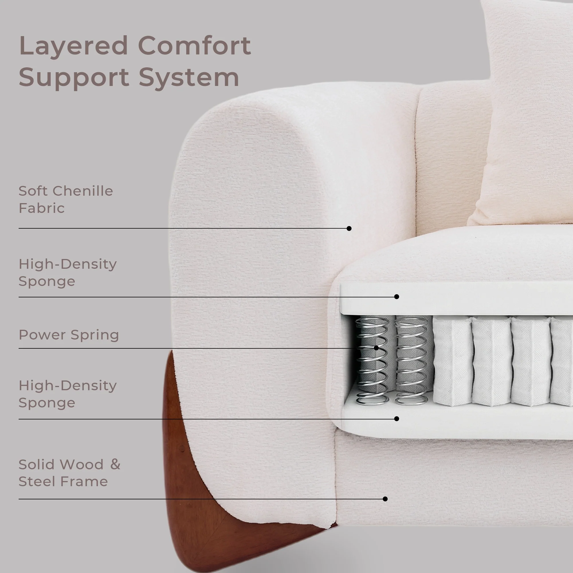 SF5 85.5" Soft Chenille 3 Seater Cloud Couch - Image 37