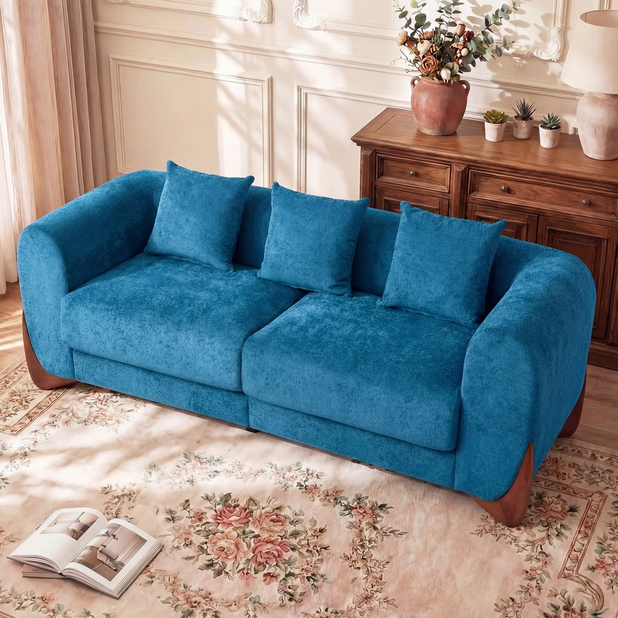 SF5 85.5" Soft Chenille 3 Seater Cloud Couch - Image 4