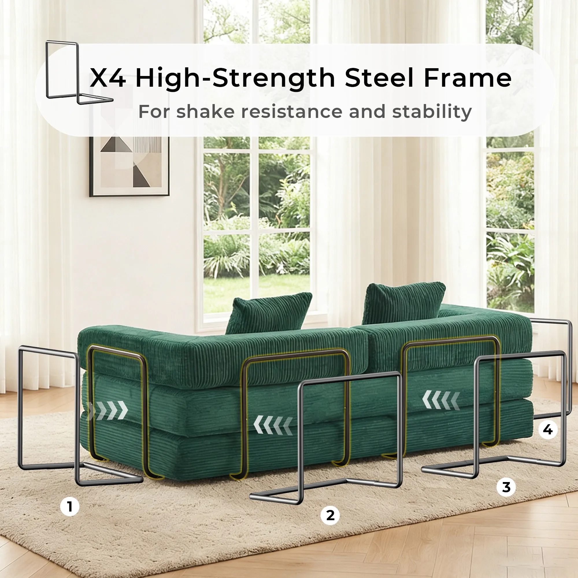 Selene Compressed Modular Sofa Bed-14.2" Seat Height - Image 104