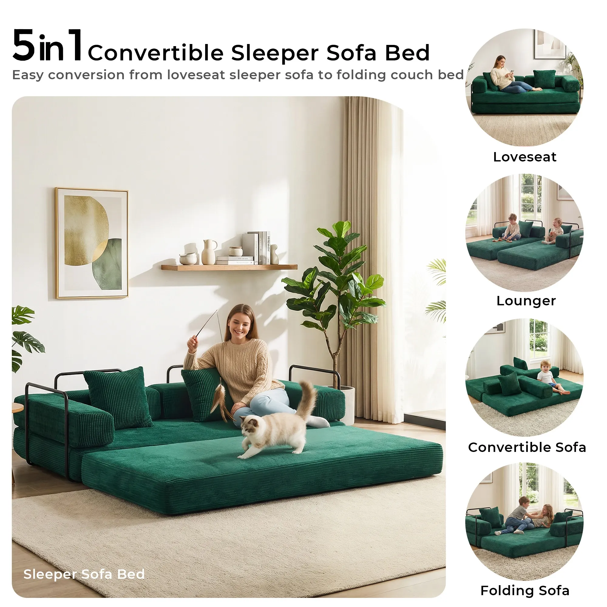 Selene Compressed Modular Sofa Bed-14.2" Seat Height - Image 108