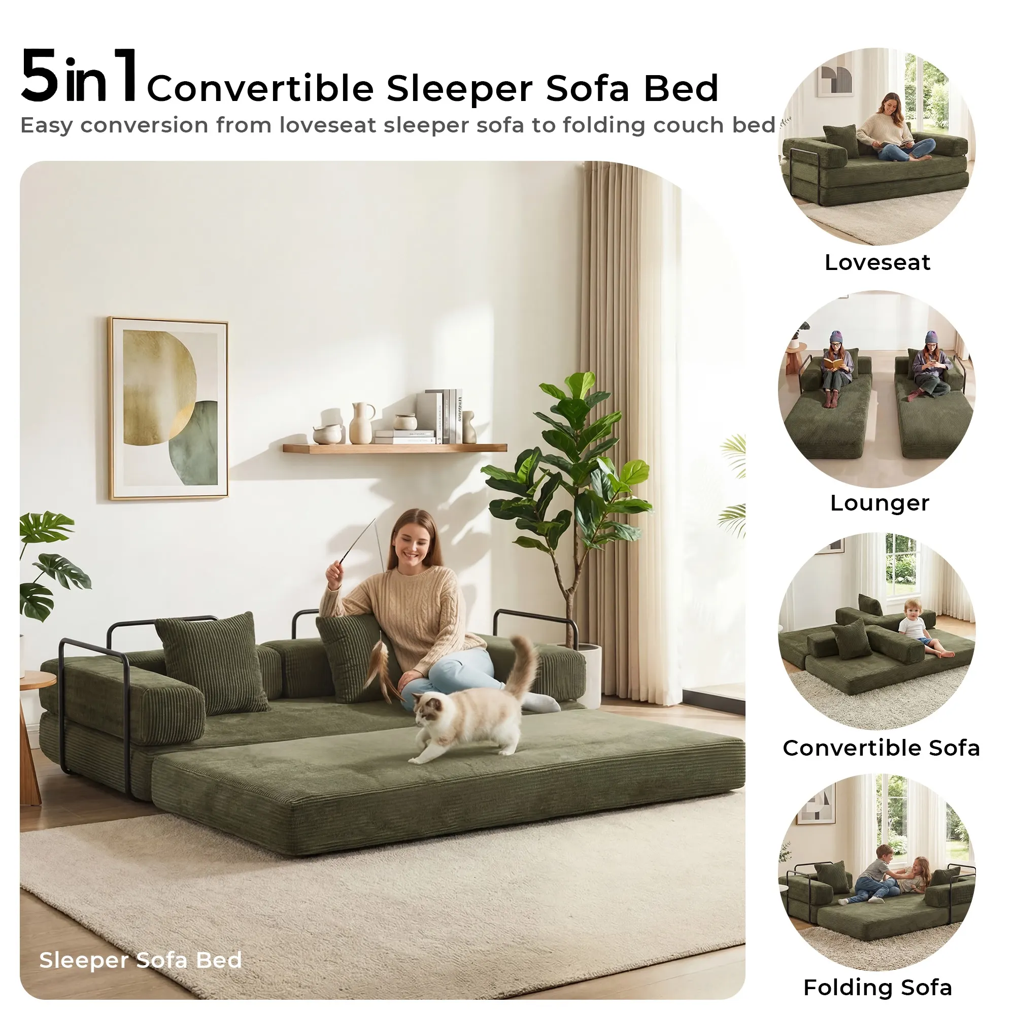 Selene Compressed Modular Sofa Bed-14.2" Seat Height - Image 115