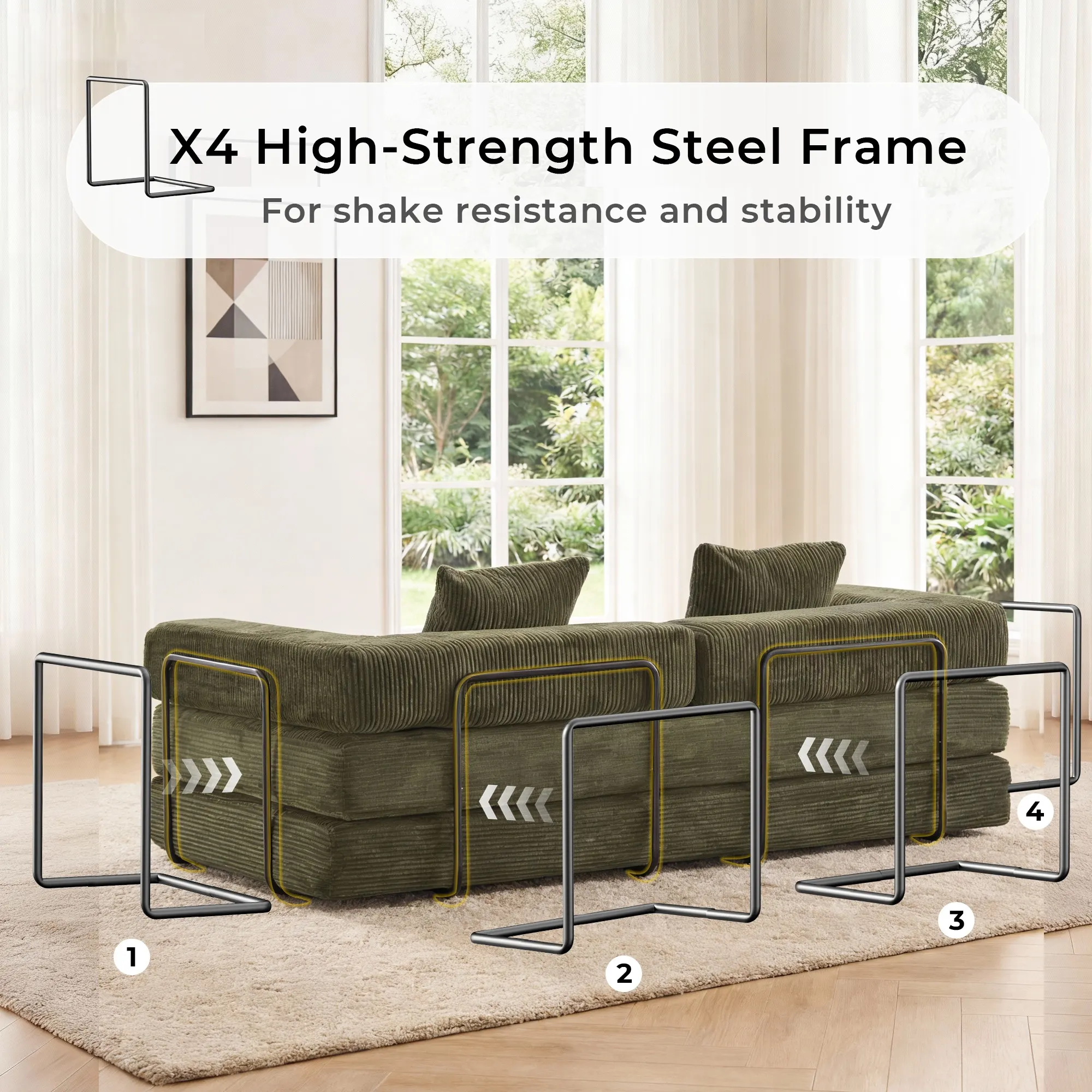 Selene Compressed Modular Sofa Bed-14.2" Seat Height - Image 116