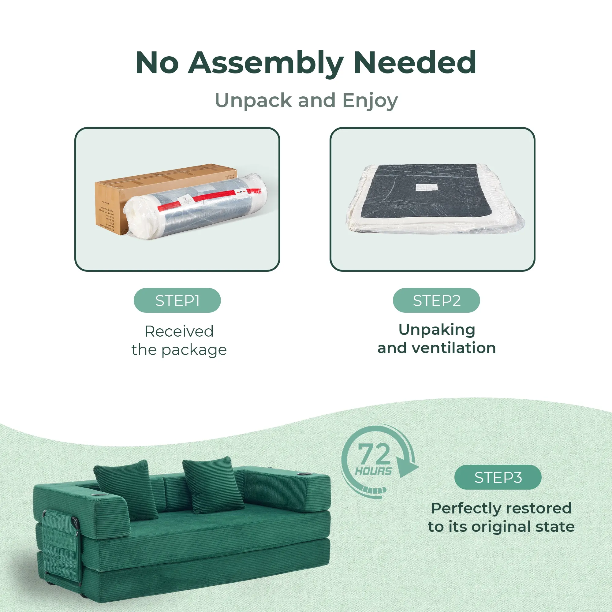 Selene Compressed Modular Sofa Bed-14.2" Seat Height - Image 12