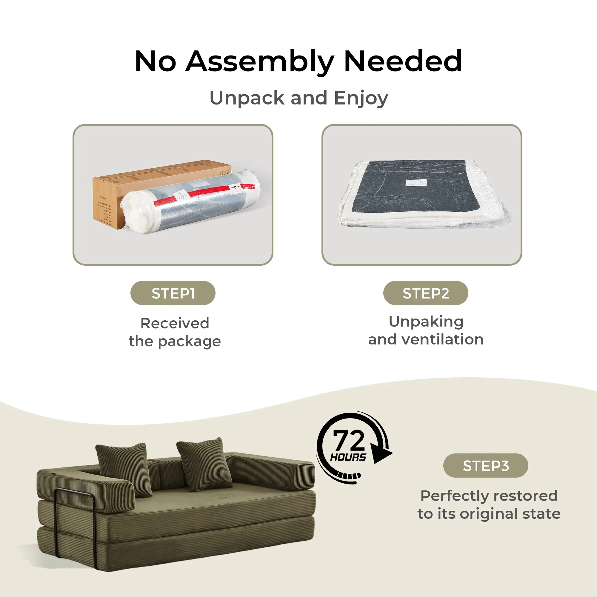 Selene Compressed Modular Sofa Bed-14.2" Seat Height - Image 120