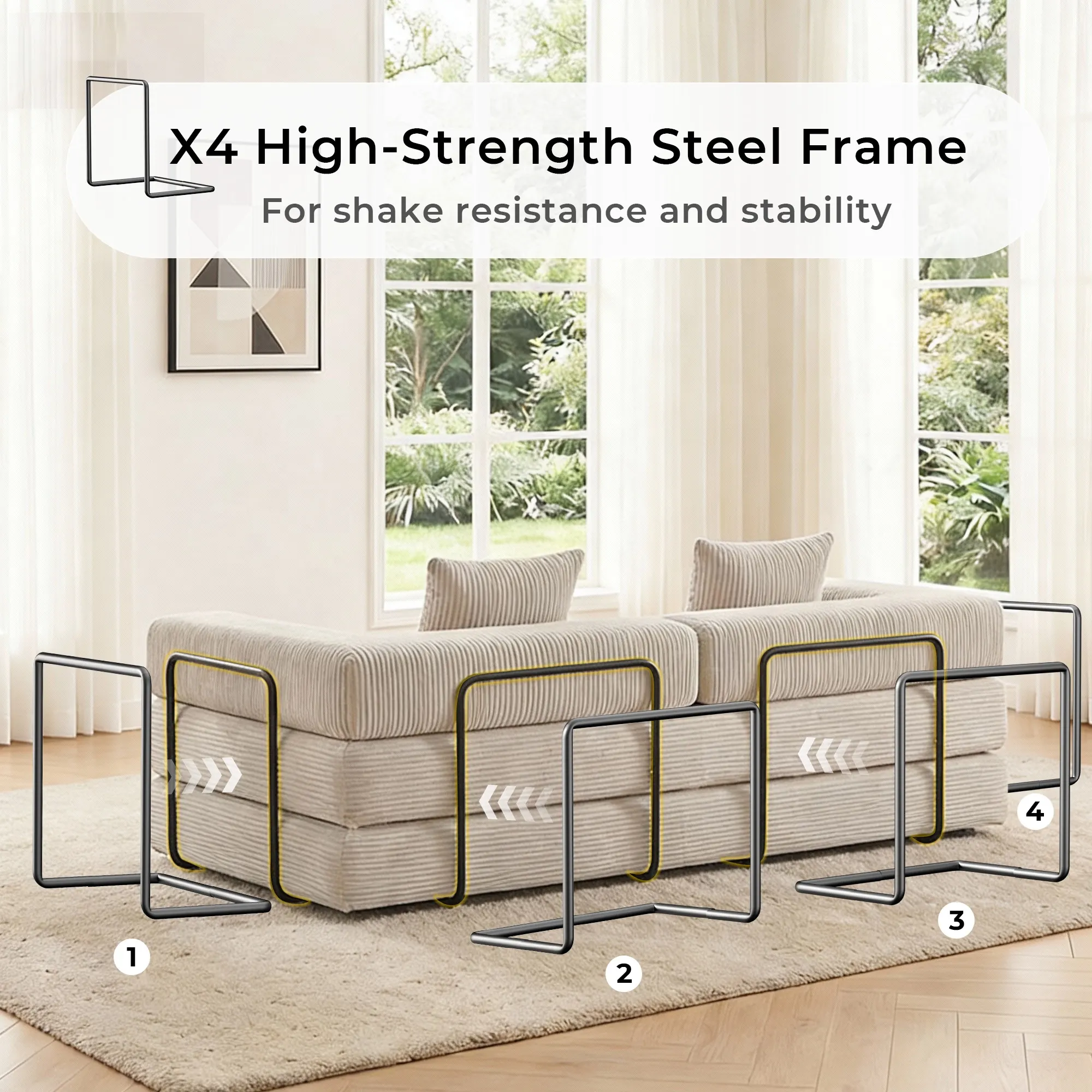 Selene Compressed Modular Sofa Bed-14.2" Seat Height - Image 133