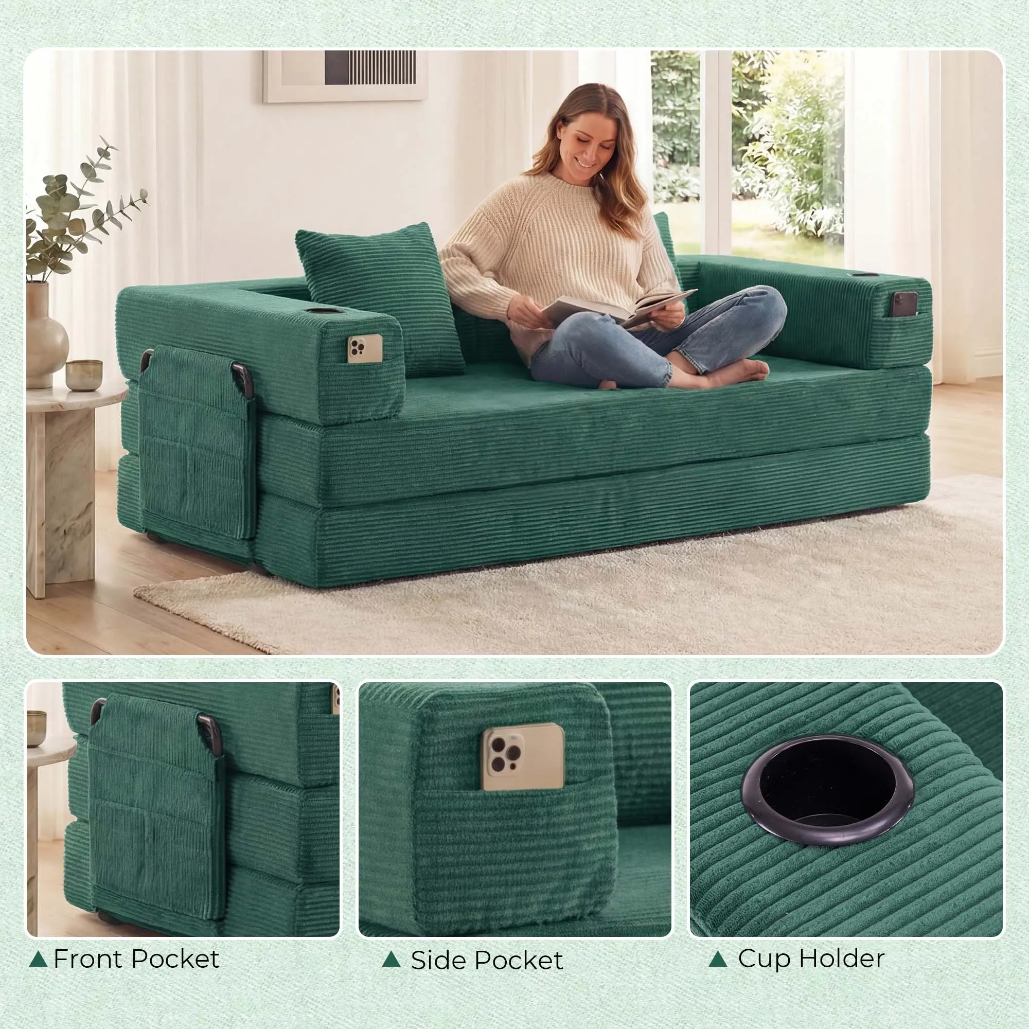 Selene Compressed Modular Sofa Bed-14.2" Seat Height - Image 14