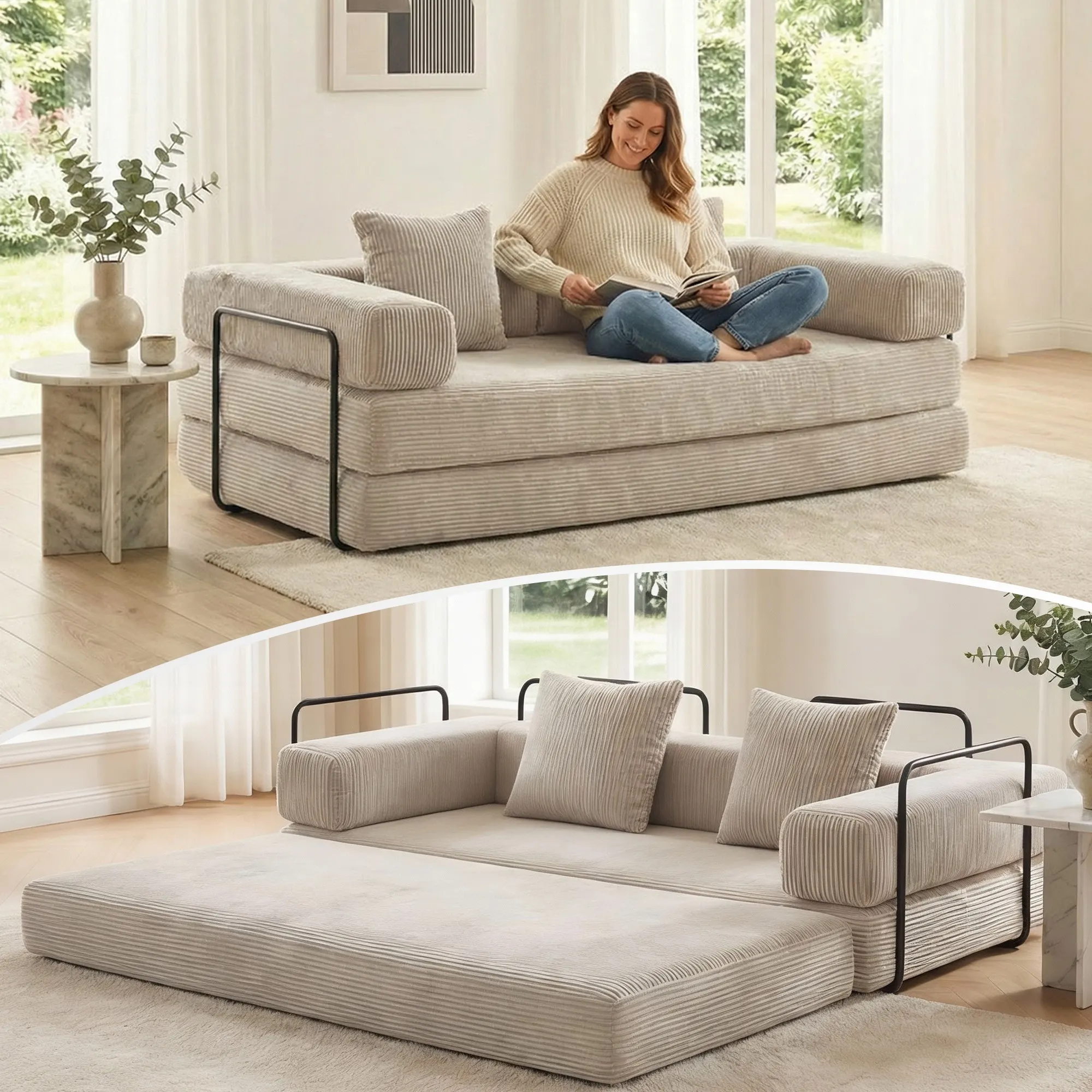 Selene Compressed Modular Sofa Bed-14.2" Seat Height - Image 141