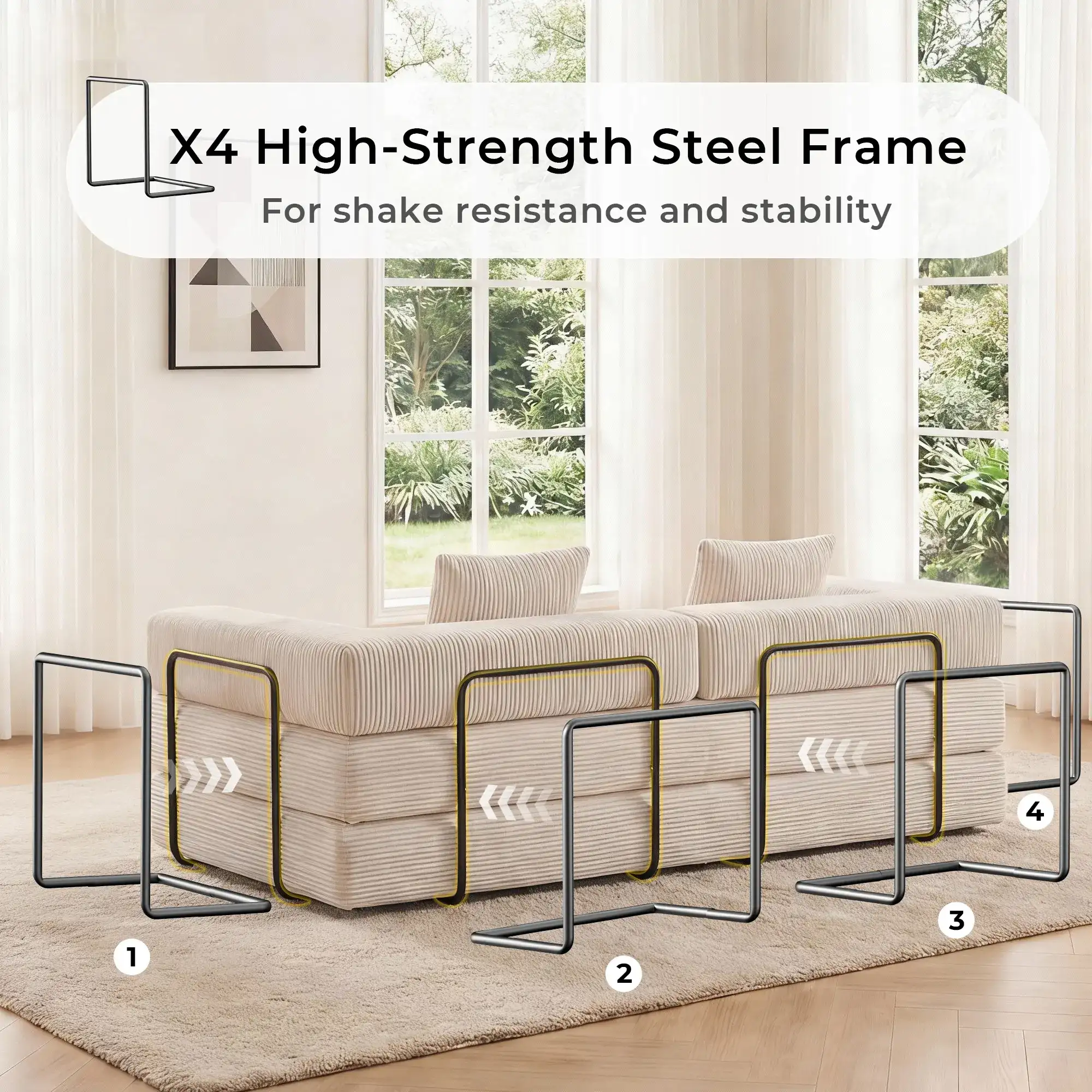 Selene Compressed Modular Sofa Bed-14.2" Seat Height - Image 146