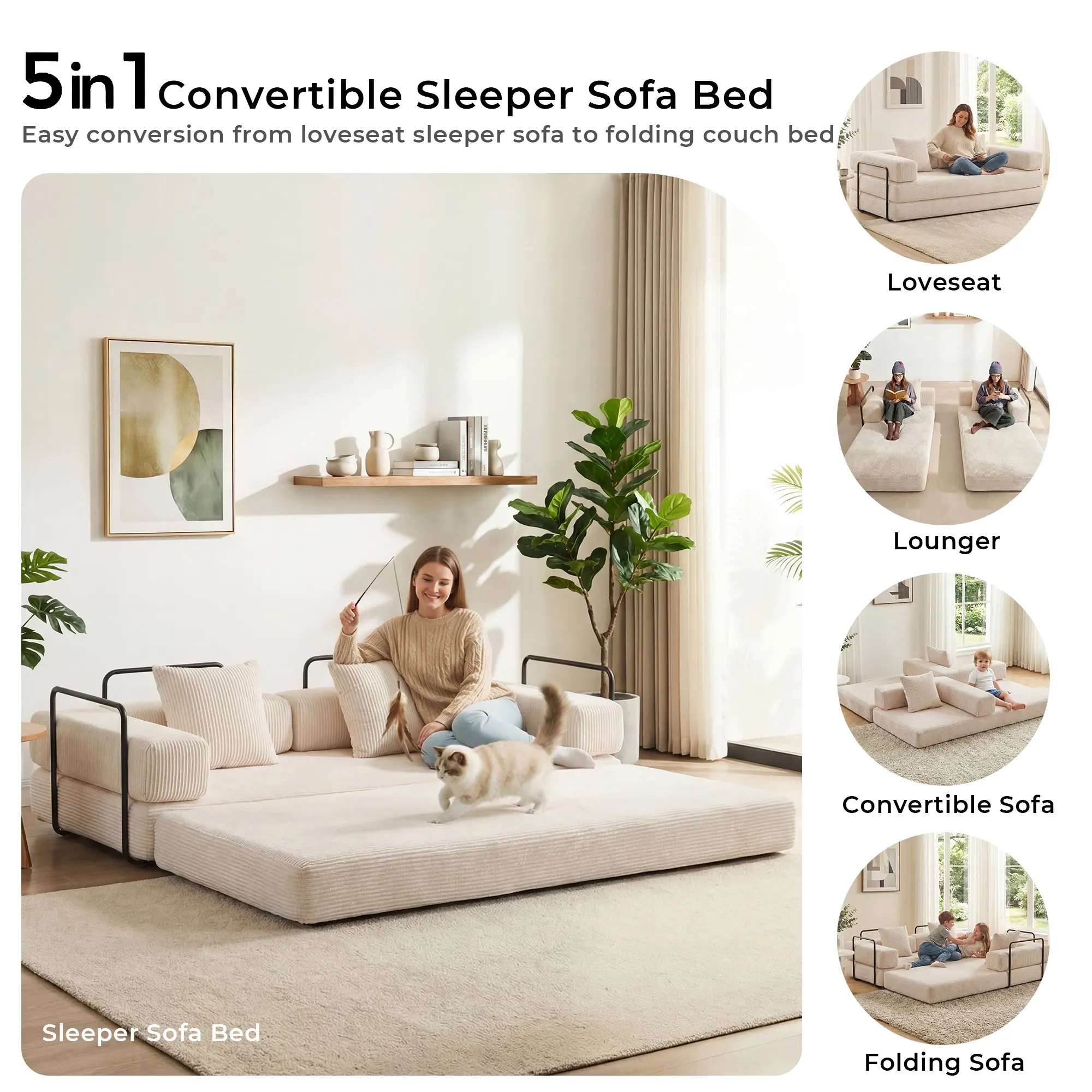 Selene Compressed Modular Sofa Bed-14.2" Seat Height - Image 148