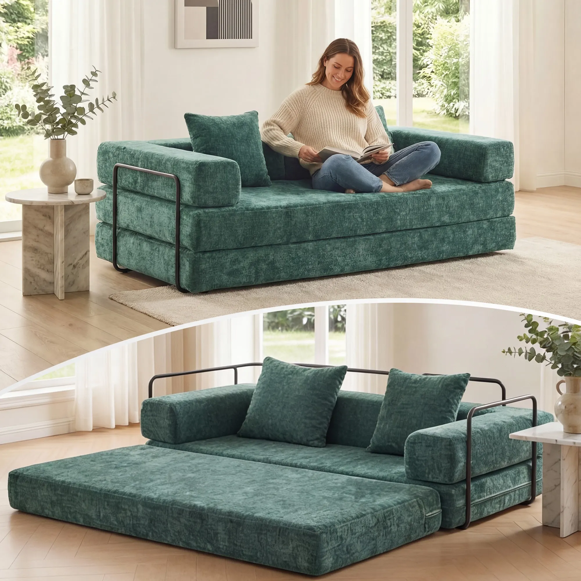 Selene Compressed Modular Sofa Bed-14.2" Seat Height - Image 162