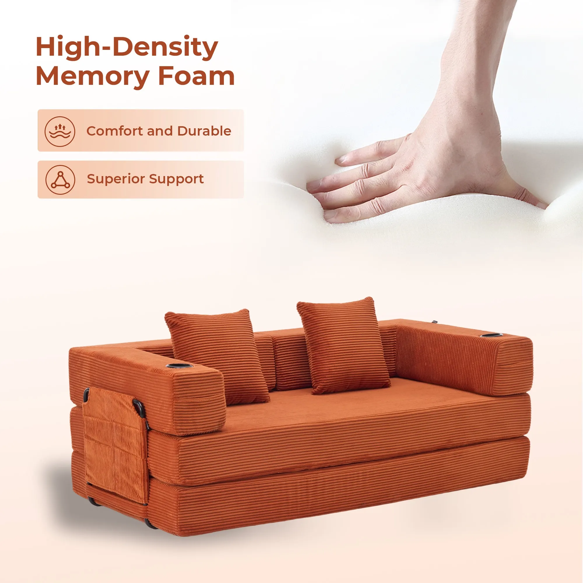 Selene Compressed Modular Sofa Bed-14.2" Seat Height - Image 17