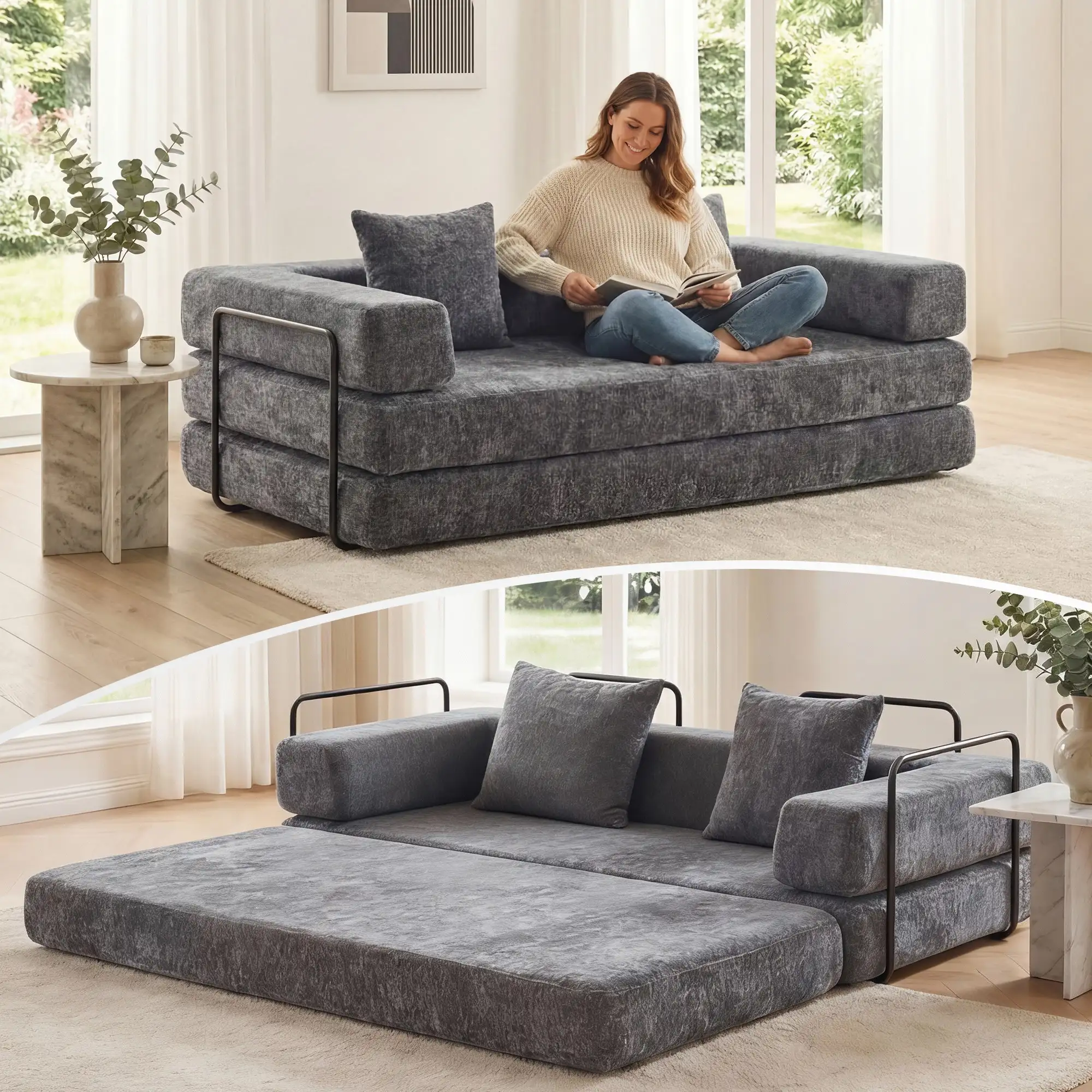 Selene Compressed Modular Sofa Bed-14.2" Seat Height - Image 175