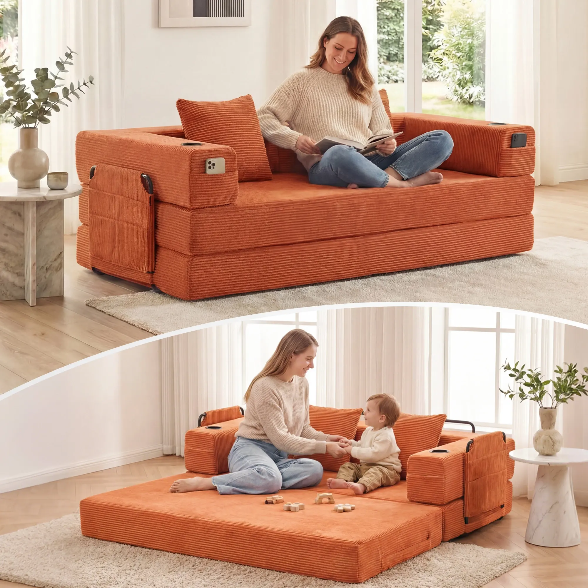 Selene Compressed Modular Sofa Bed-14.2" Seat Height - Image 18