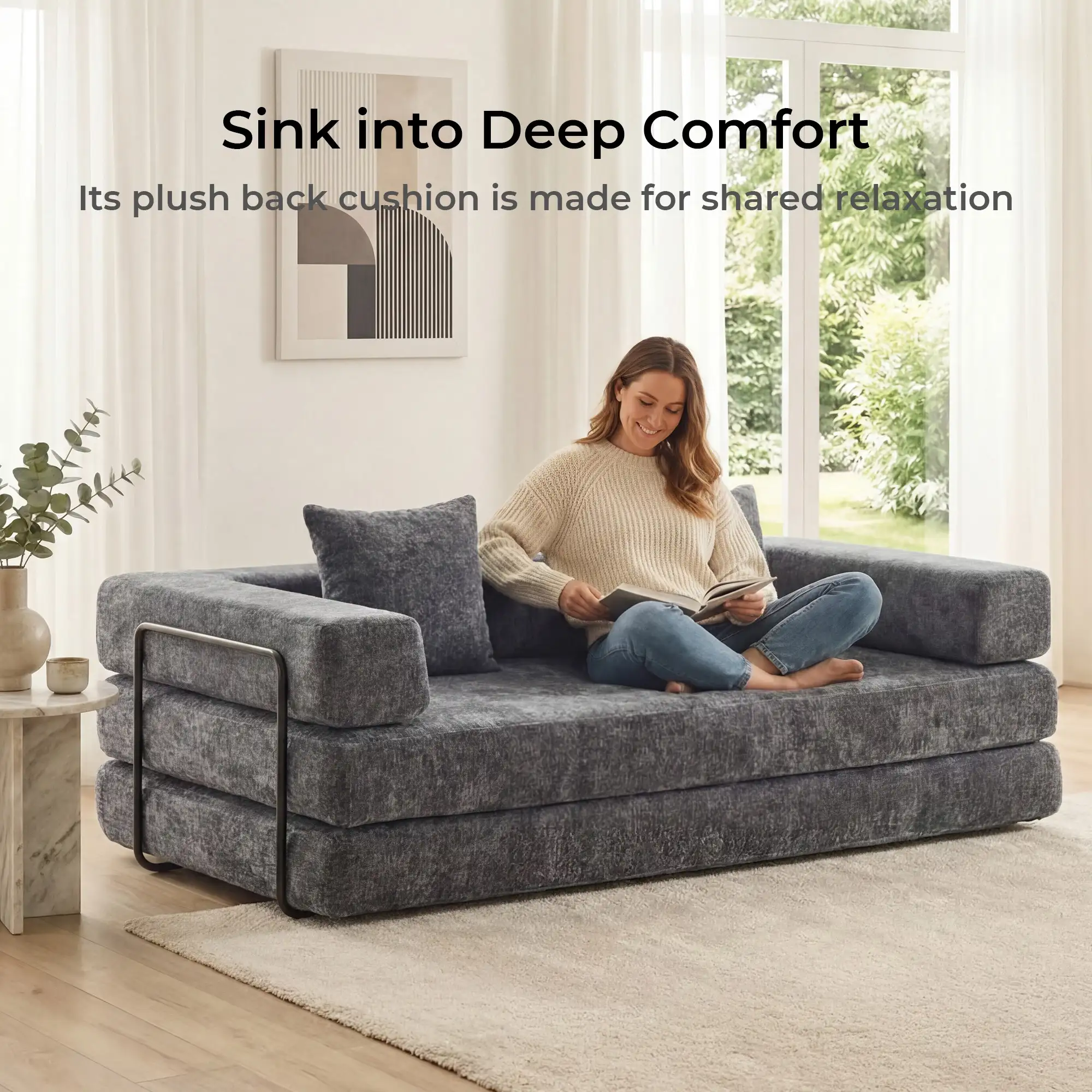 Selene Compressed Modular Sofa Bed-14.2" Seat Height - Image 180