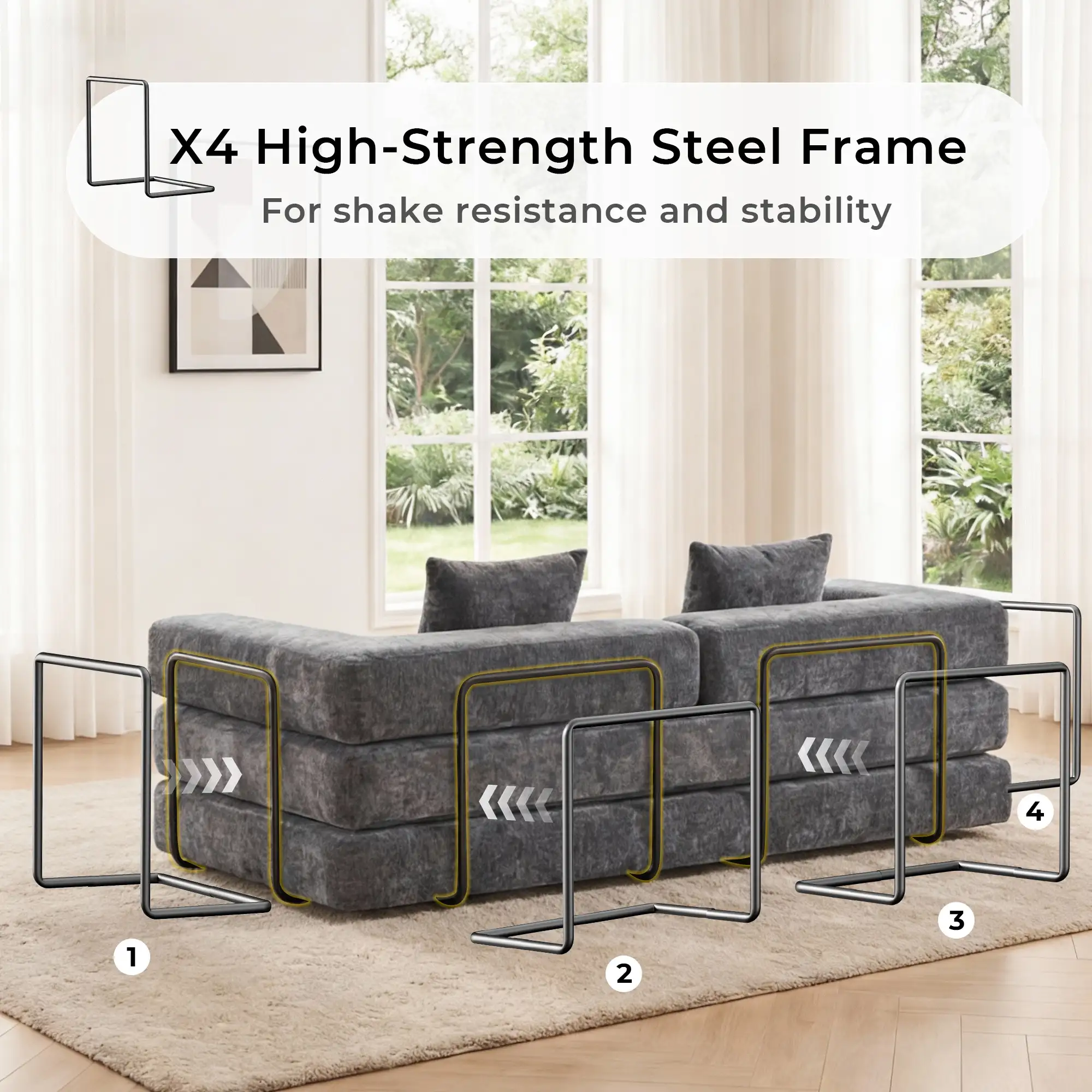 Selene Compressed Modular Sofa Bed-14.2" Seat Height - Image 183