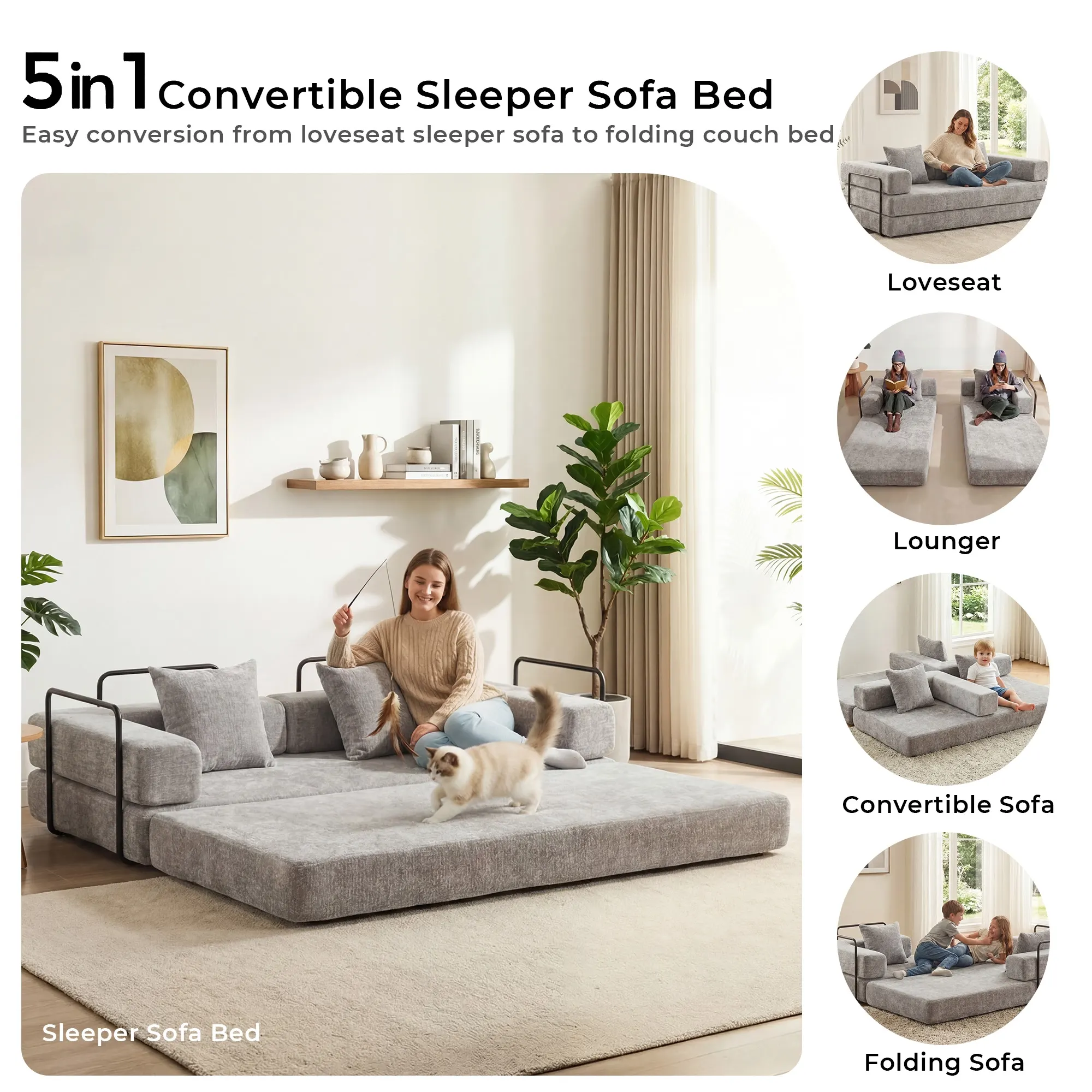 Selene Compressed Modular Sofa Bed-14.2" Seat Height - Image 189