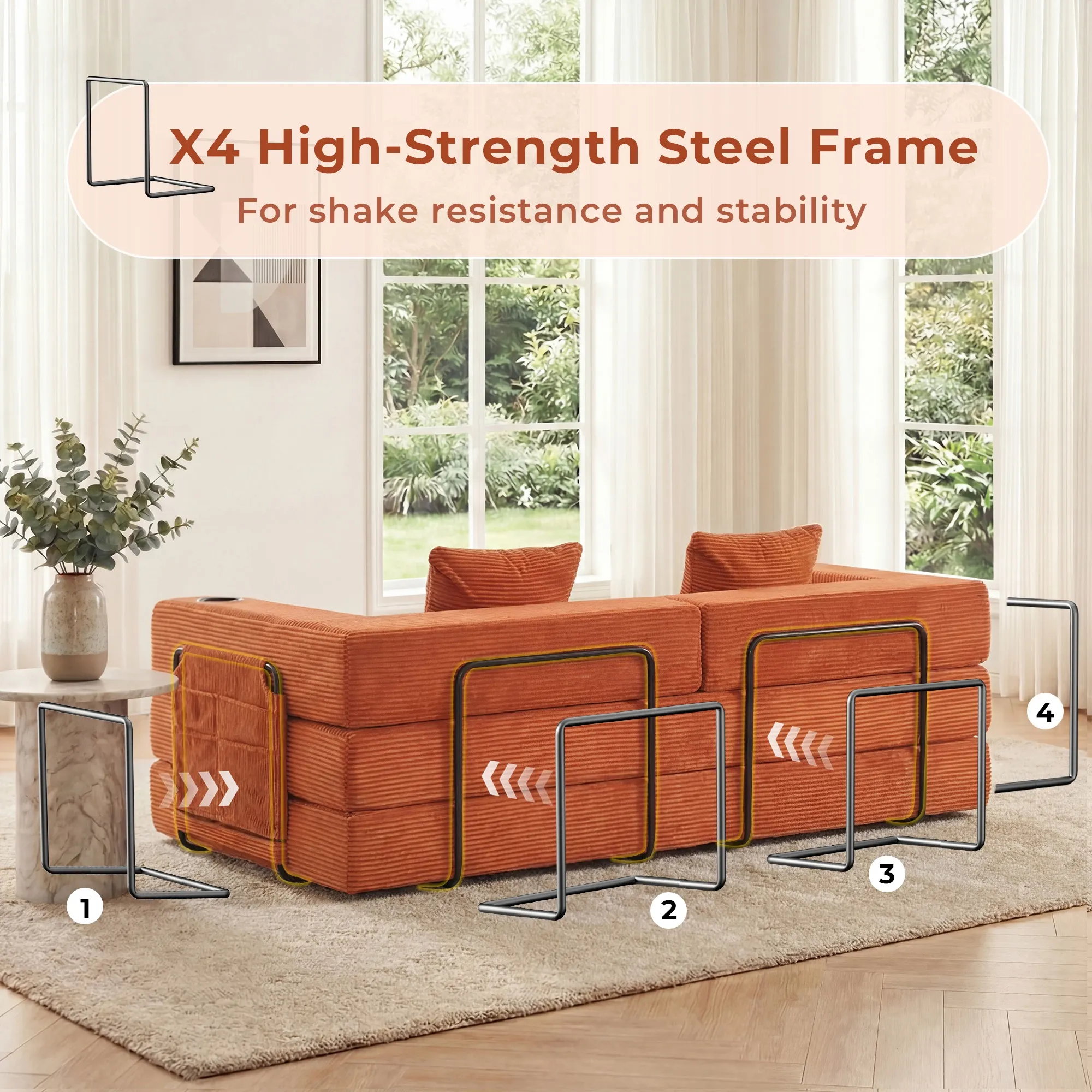 Selene Compressed Modular Sofa Bed-14.2" Seat Height - Image 19