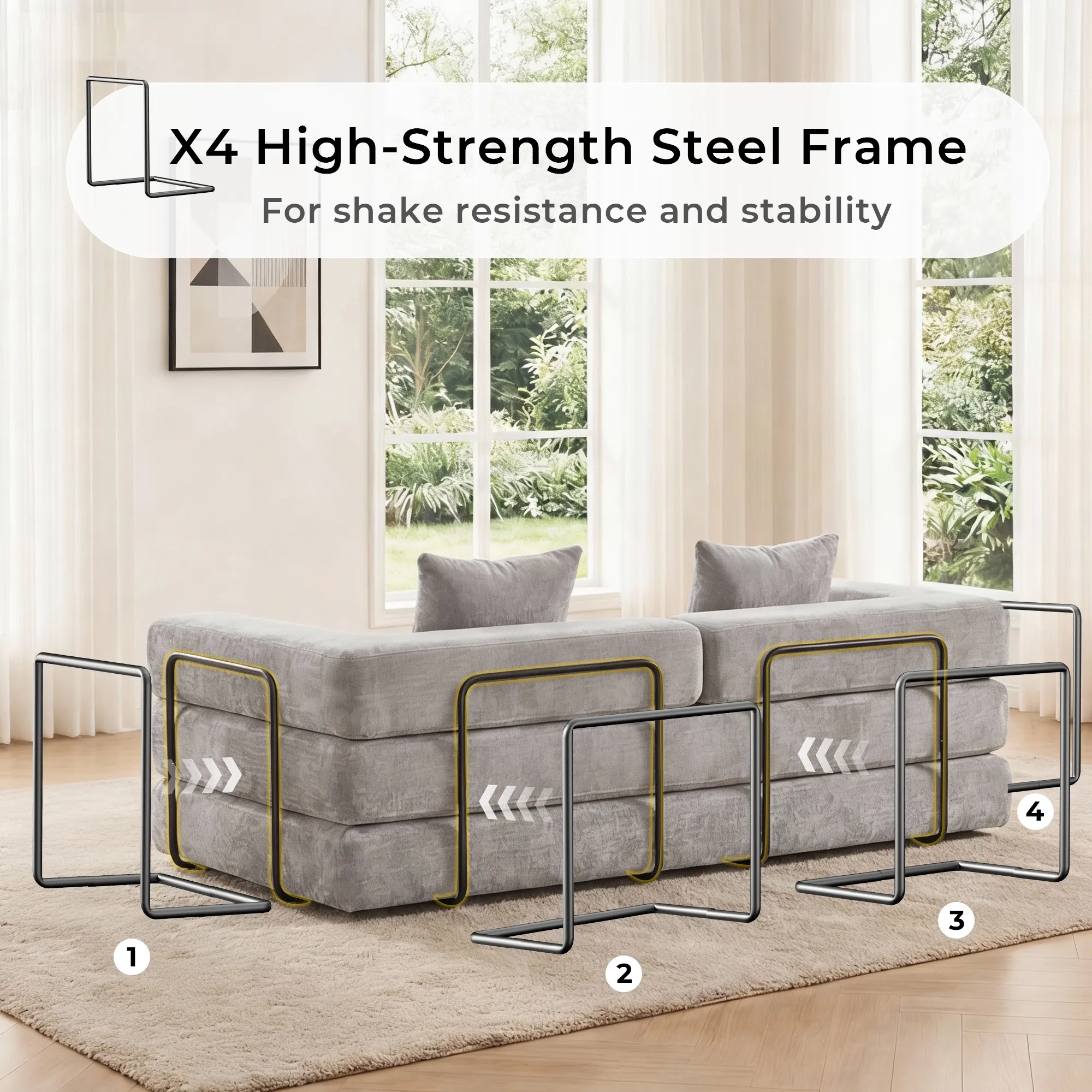 Selene Compressed Modular Sofa Bed-14.2" Seat Height - Image 191