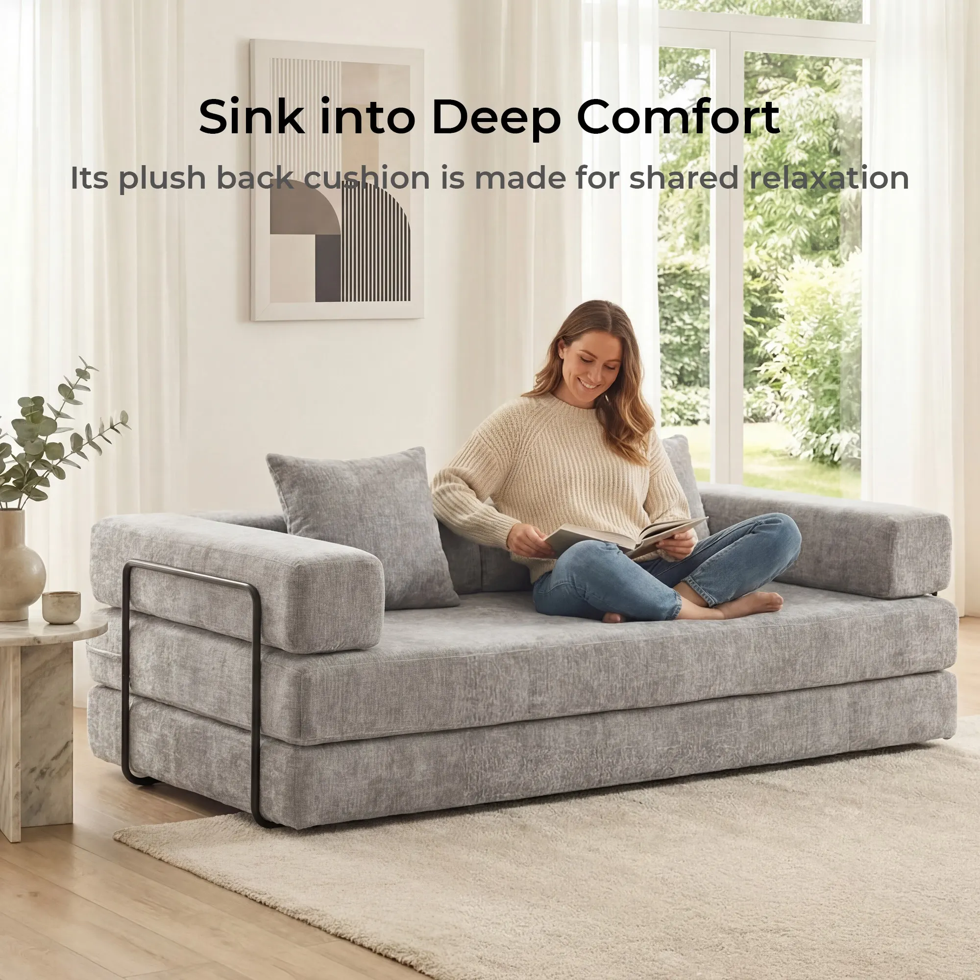 Selene Compressed Modular Sofa Bed-14.2" Seat Height - Image 195