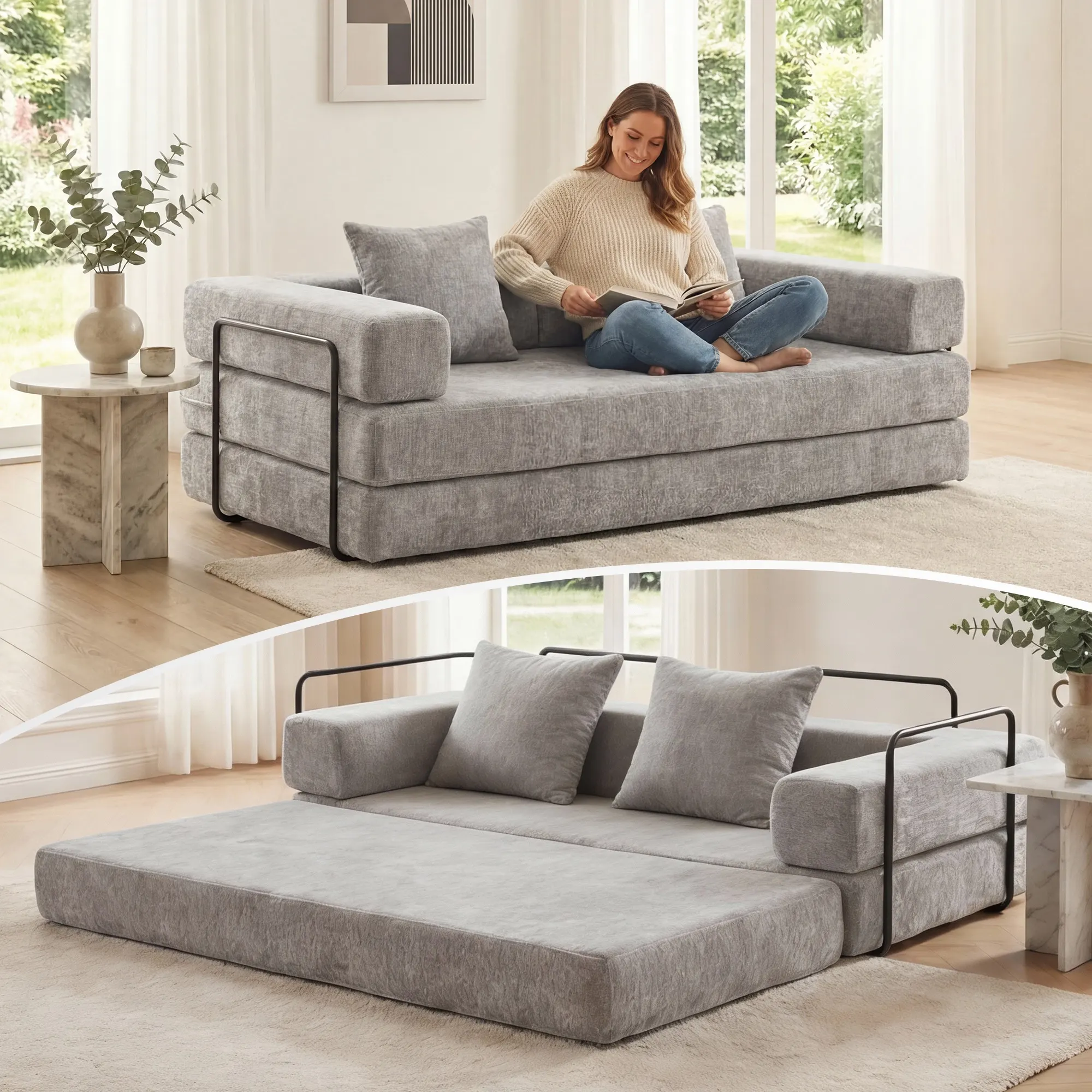 Selene Compressed Modular Sofa Bed-14.2" Seat Height - Image 196