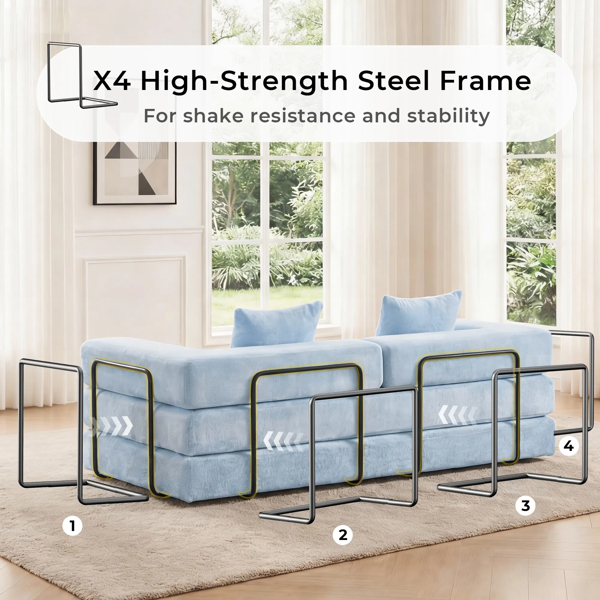 Selene Compressed Modular Sofa Bed-14.2" Seat Height - Image 203