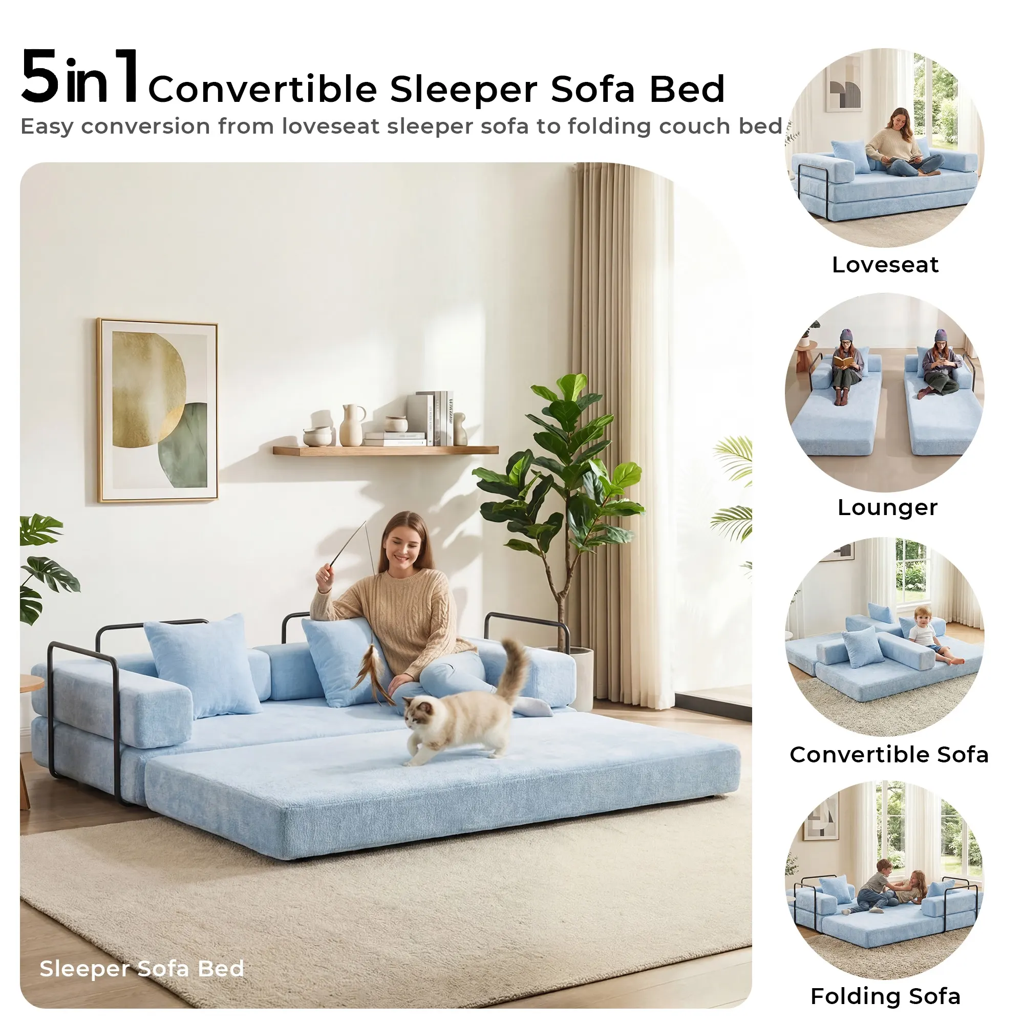 Selene Compressed Modular Sofa Bed-14.2" Seat Height - Image 204